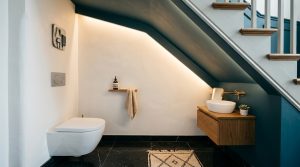 Moody Maximalism: Creating A Sensory Jewel Box Powder Room Under The Stairs – Visual 2