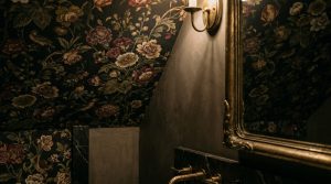 Moody Maximalism: Creating A Sensory Jewel Box Powder Room Under The Stairs – Visual 4
