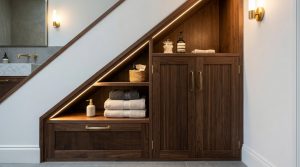 Moody Maximalism: Creating A Sensory Jewel Box Powder Room Under The Stairs – Visual 6