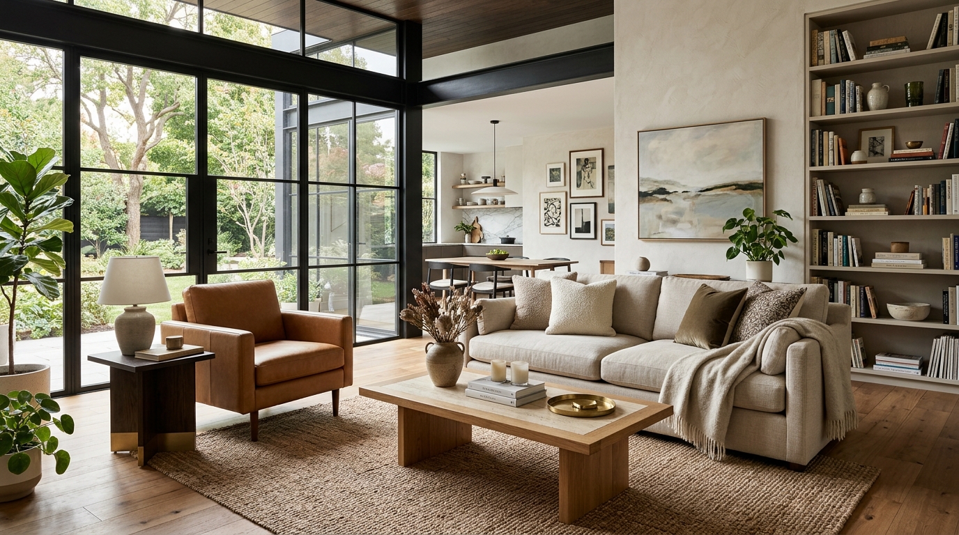 High-end interior design visual depicting small apartment balcony ideas
