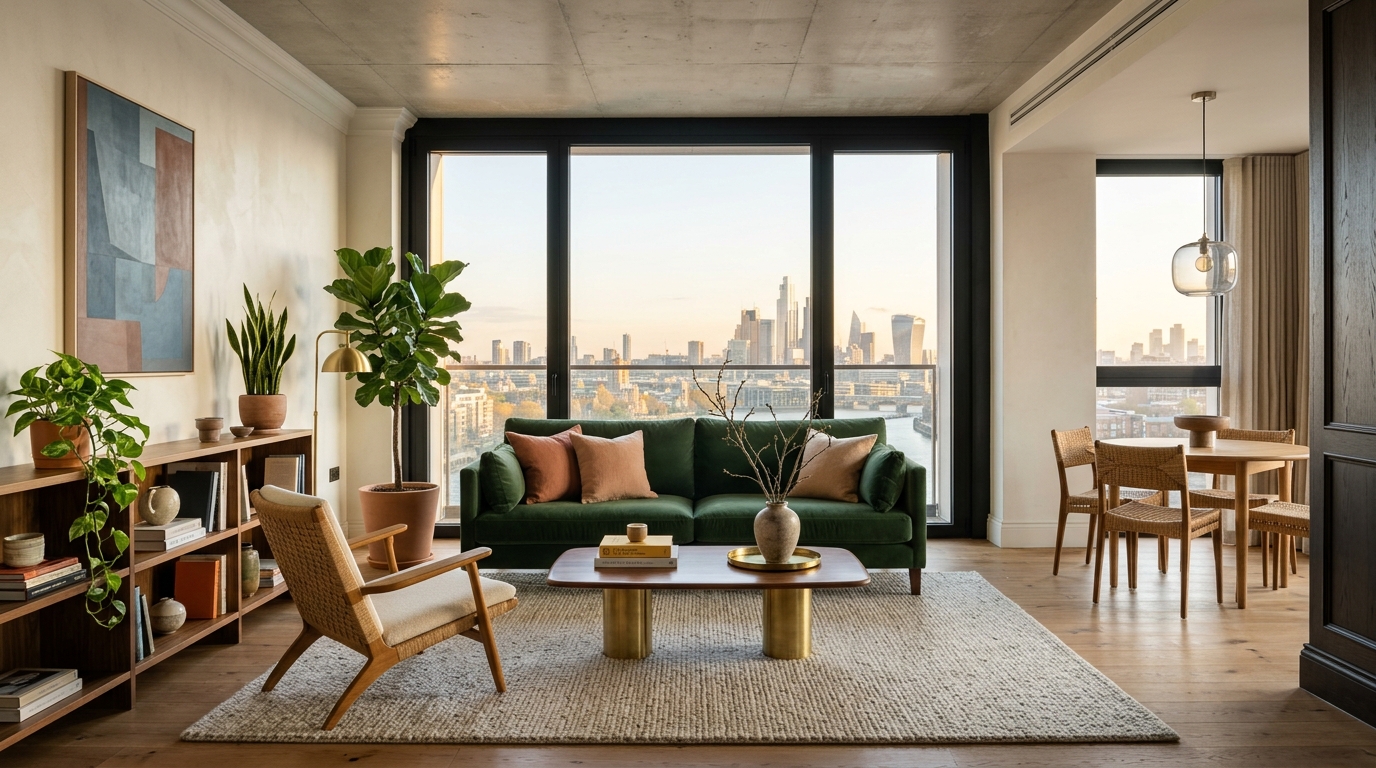 High-end interior design visual depicting small apartment balcony ideas