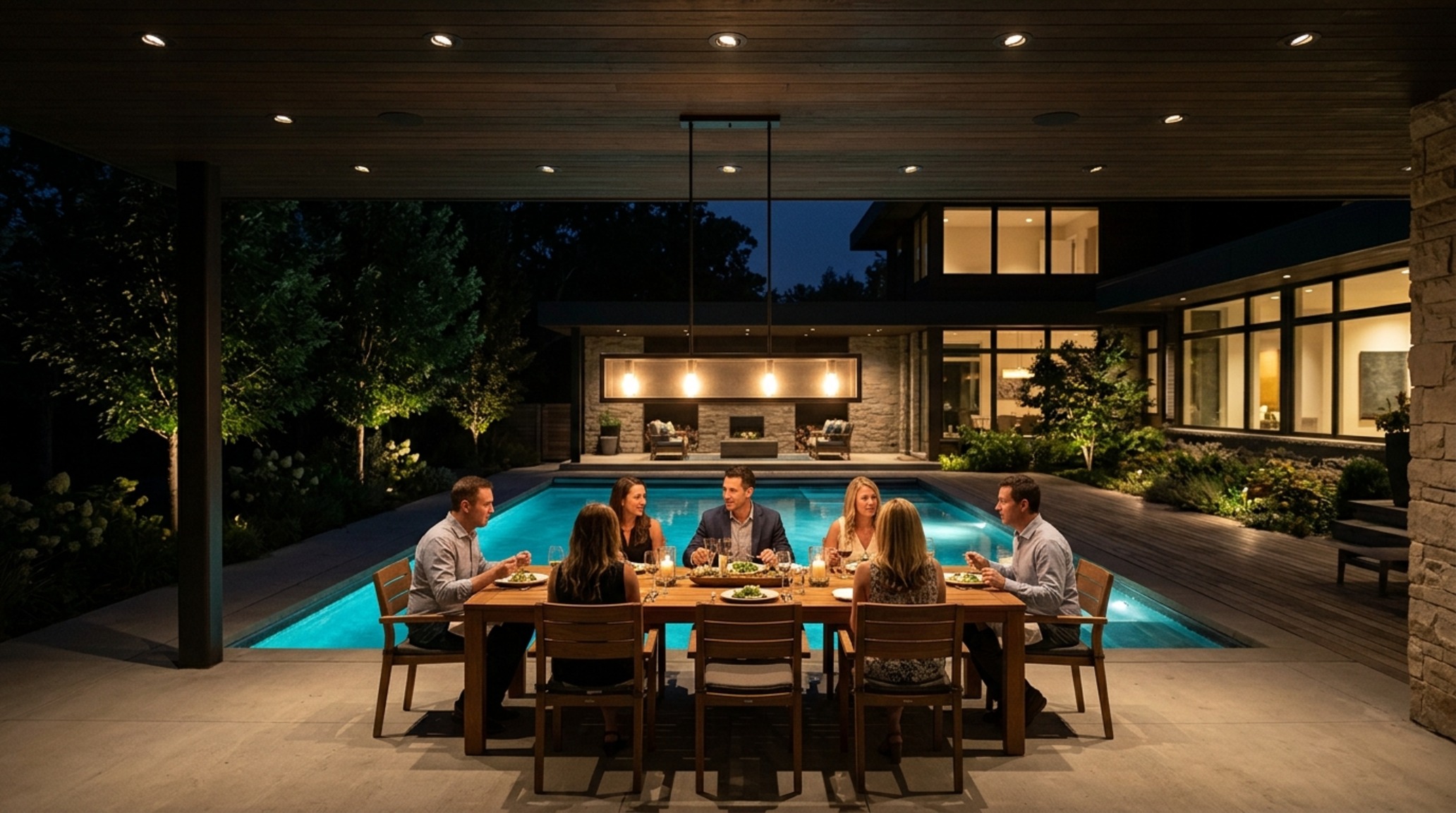 pool dining tables lighting guide featuring warm 2700K ambient glow and high CRI task lighting for tournament play