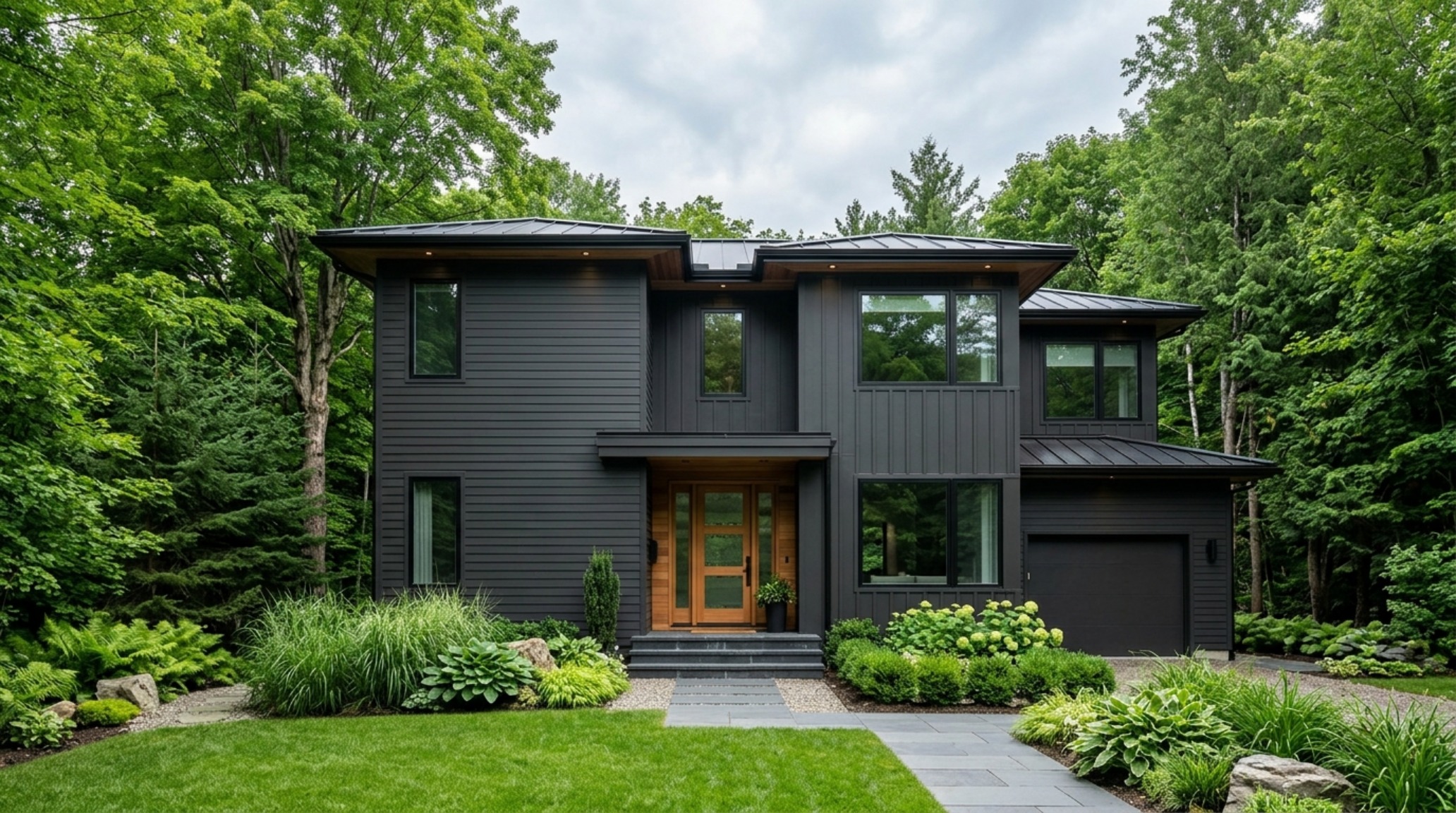 A sophisticated palette of Sherwin Williams Iron Ore used on vinyl siding, showcasing the safety and depth of painting vinyl siding dark colors safely with specialized coatings.