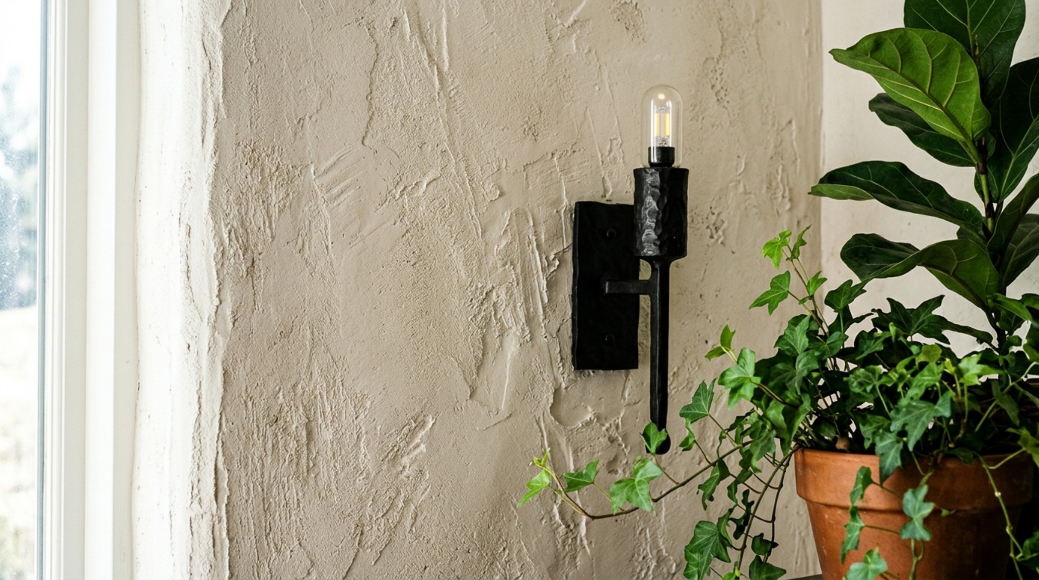 Close-up of tactile materials in an industrial loft including chunky wool throws, raw brick walls, and brushed brass hardware accents.