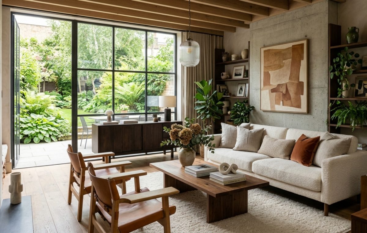 High-end interior design visual depicting scandinavian rustic home decor ideas