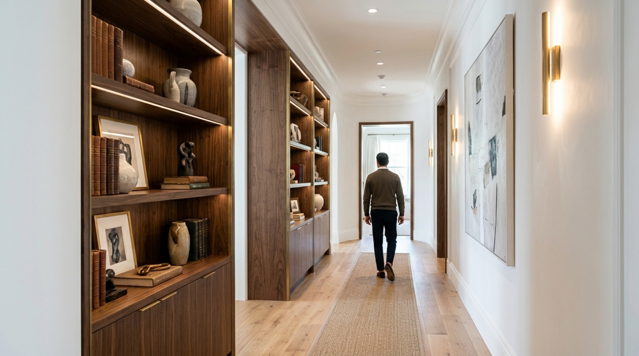 ideas for shelving integrated into a primary circulation path with 36-inch walkway clearance for optimal flow