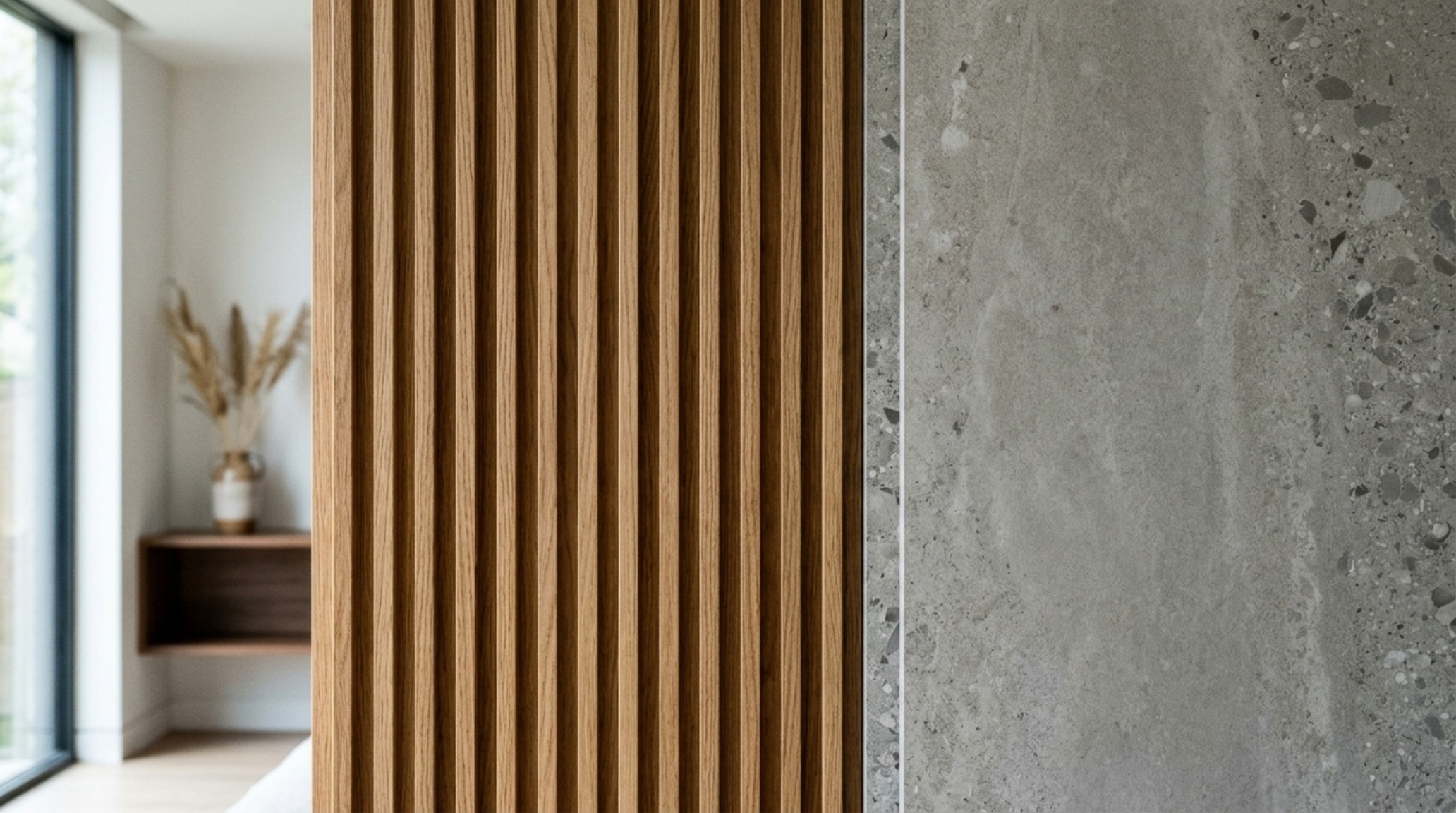 Editorial detail of brushed brass fixtures against a background of matte large-format porcelain, showcasing the intersection of quiet luxury and high-performance materials.