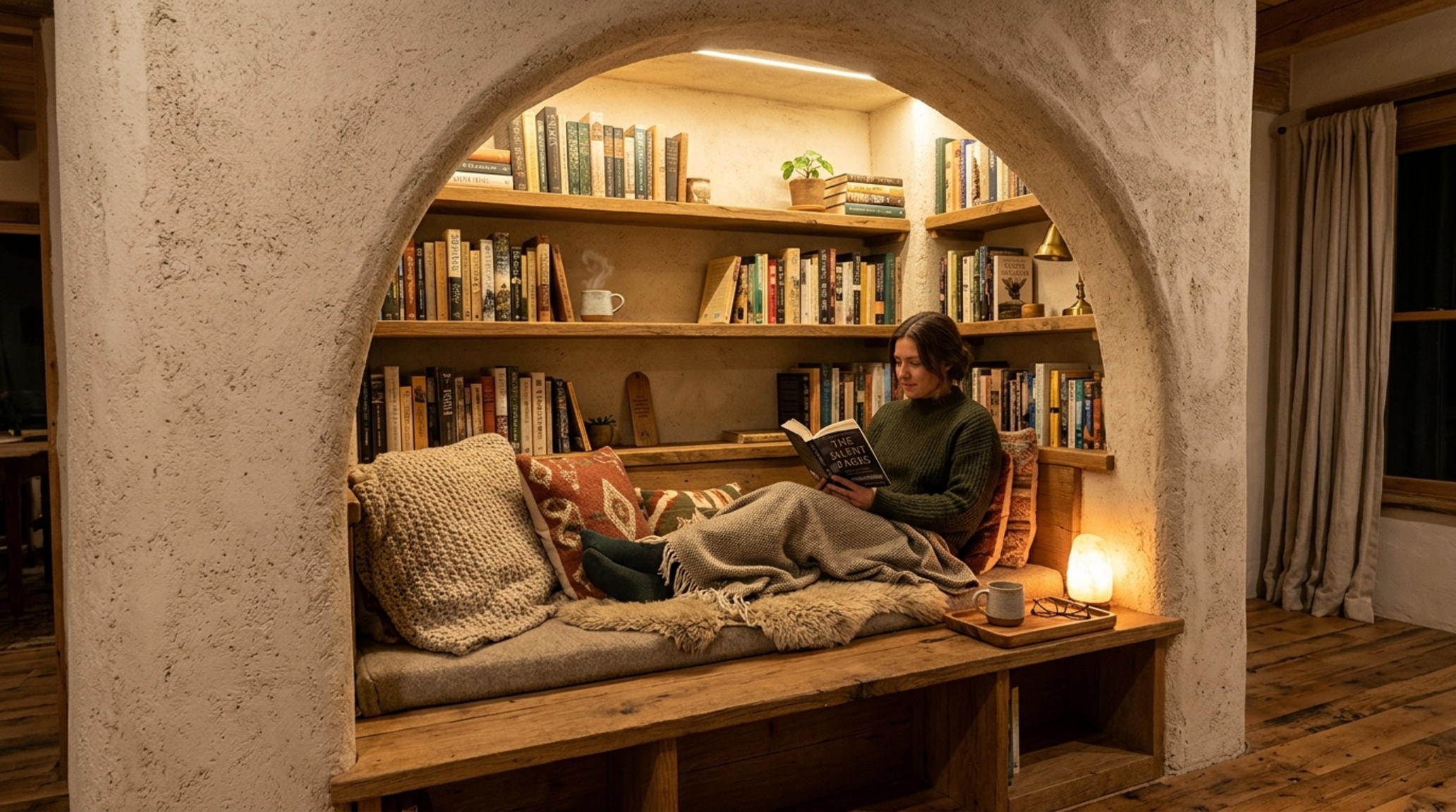 small space self sustaining homes living area with a 12-foot wide footprint and low-slung ergonomic furniture for maximized sightlines small space self sustaining homes living area with a 12-foot wide footprint and low-slung ergonomic furniture for maximized sightlines
