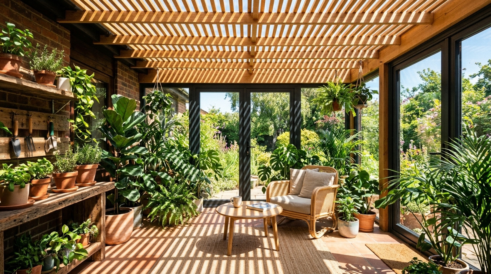 modern self sustaining homes ideas demonstrating a sunroom thermal buffer zone with slatted wood screens for seasonal shading modern self sustaining homes ideas demonstrating a sunroom thermal buffer zone with slatted wood screens for seasonal shading