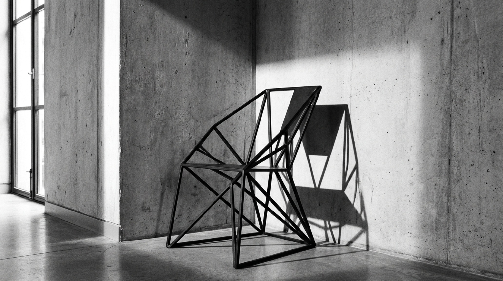 sculptural modern silhouettes of a blackened steel floor lamp casting rhythmic shadows against a fluted wood wall panel sculptural modern silhouettes of a blackened steel floor lamp casting rhythmic shadows against a fluted wood wall panel