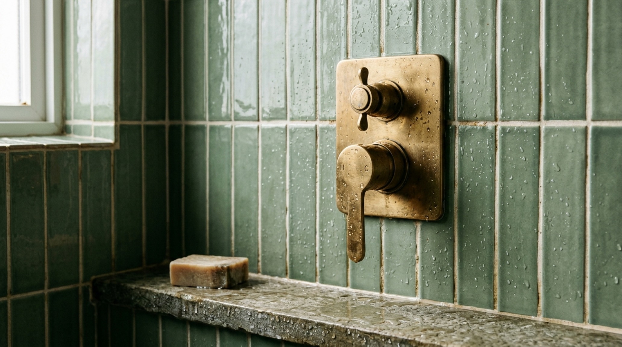 luxury small bathroom solutions textures with a detailed view of unlacquered brass hardware and a hand-carved stone soap niche. luxury small bathroom solutions textures with a detailed view of unlacquered brass hardware and a hand-carved stone soap niche.
