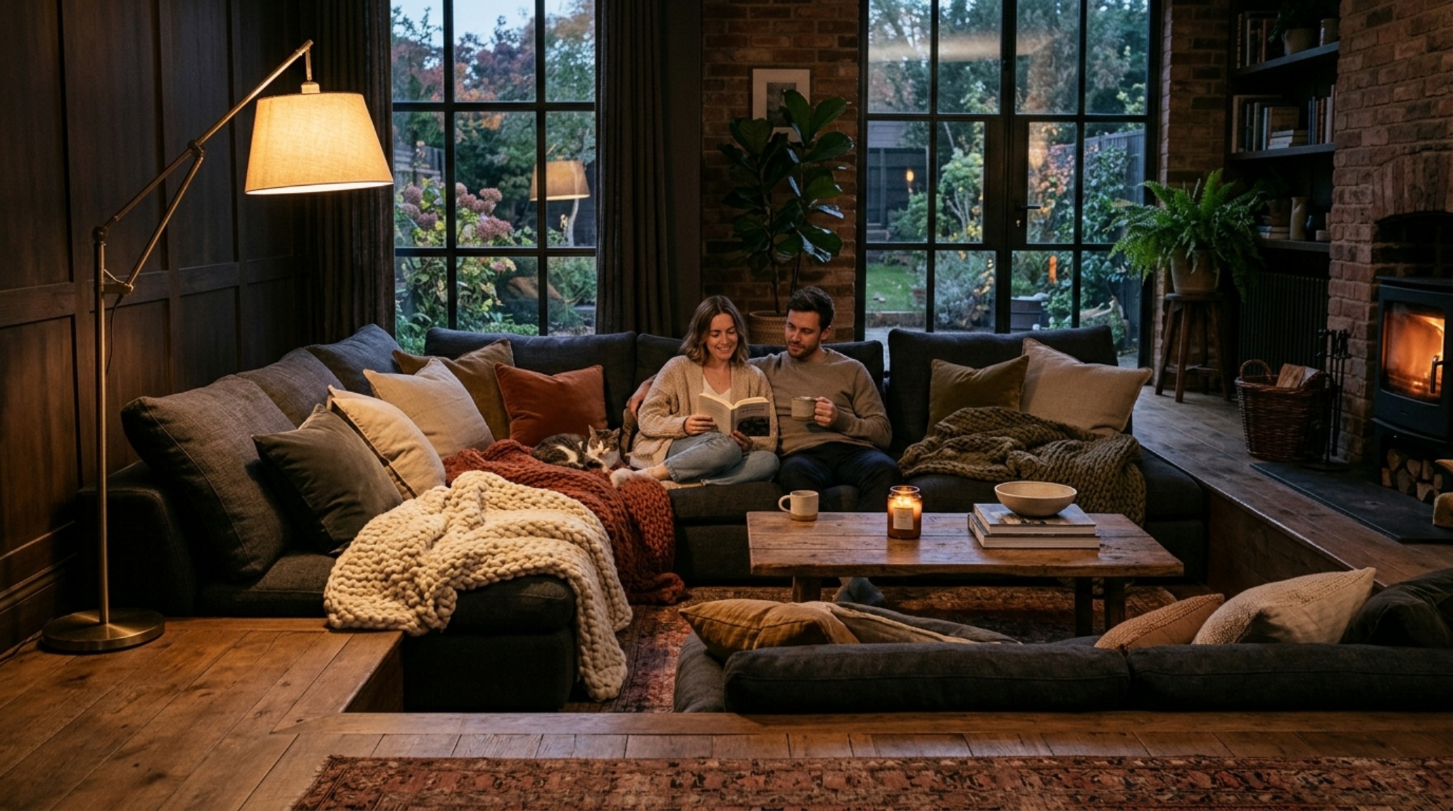 Lush interior scene featuring a modular sofa in a 'pit' configuration for cozy cyber monday sofa styling 2025.