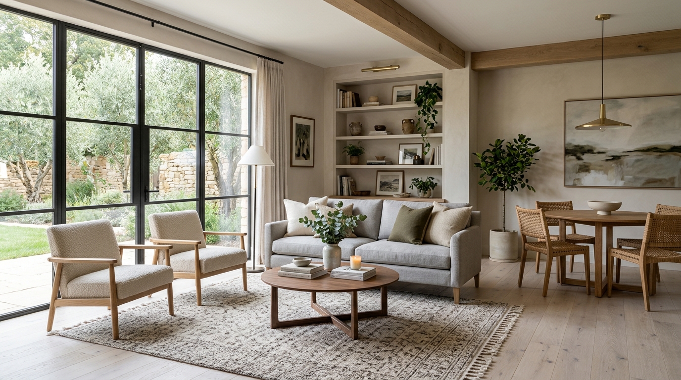 High-end interior design visual depicting small apartment balcony ideas