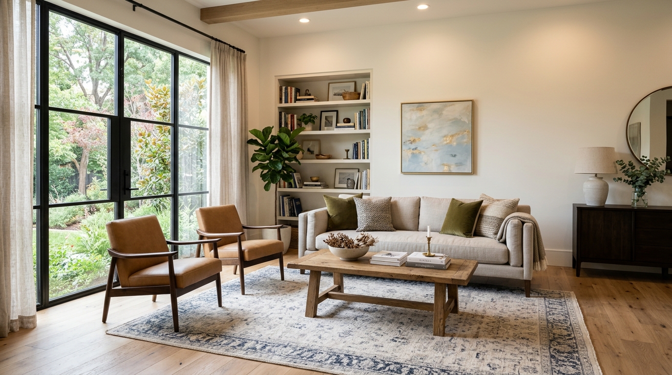 High-end interior design visual depicting small apartment balcony ideas
