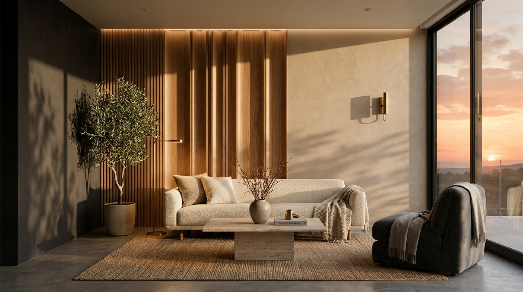 free 3D home renderer visualizing volumetric shadows and 2700K ambient lighting across a minimalist lounge with fluted oak wall panels free 3D home renderer visualizing volumetric shadows and 2700K ambient lighting across a minimalist lounge with fluted oak wall panels