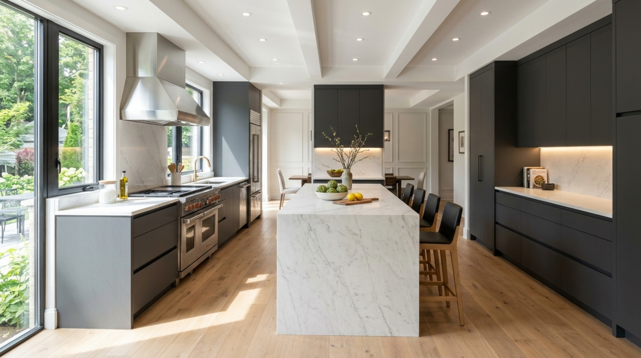 best free kitchen planner layout showing a large central island with 48-inch aisles and matte charcoal cabinetry with integrated task lighting best free kitchen planner layout showing a large central island with 48-inch aisles and matte charcoal cabinetry with integrated task lighting