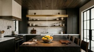 Tactile Grandeur: Fusing Earthy Materiality And Atmospheric Lighting In Expansive Island Layouts”, – Visual 3
