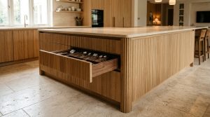 Tactile Grandeur: Fusing Earthy Materiality And Atmospheric Lighting In Expansive Island Layouts”, – Visual 4
