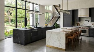 Tactile Grandeur: Fusing Earthy Materiality And Atmospheric Lighting In Expansive Island Layouts”, – Visual 5