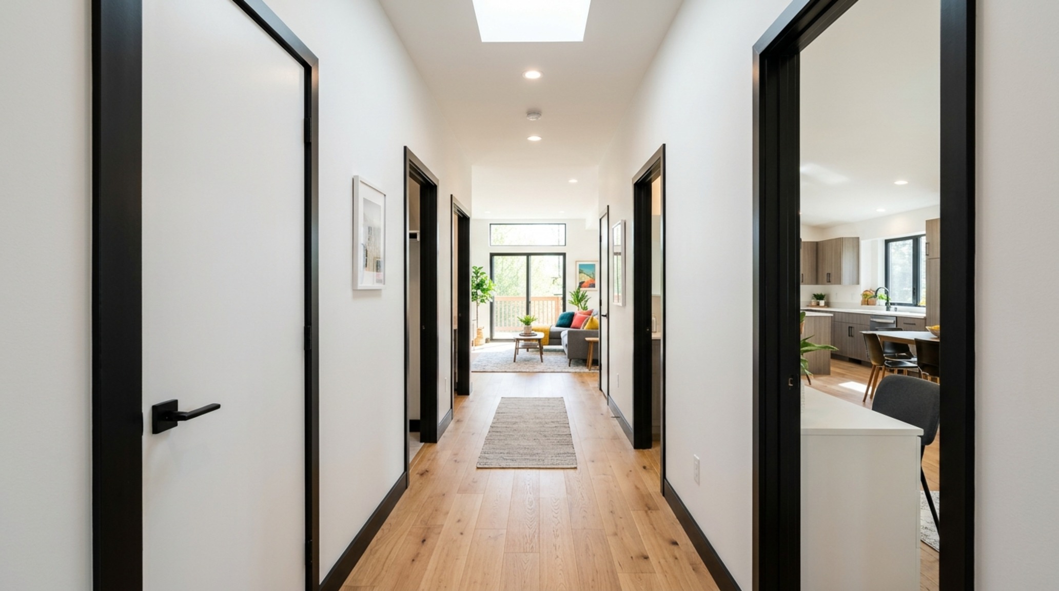 modern manufactured home floor plans showcasing a 36-inch wide primary hallway, open sightlines to the living area, and wide-plank white oak flooring. modern manufactured home floor plans showcasing a 36-inch wide primary hallway, open sightlines to the living area, and wide-plank white oak flooring.