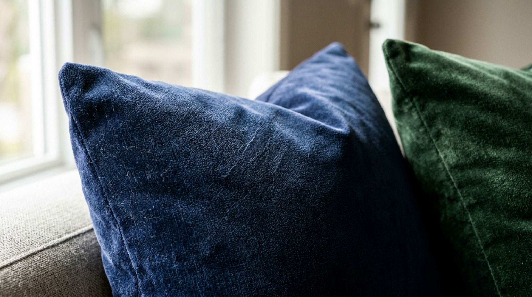 Performance velvet throw pillows with a high Martindale rub count shown in a close-up detail shot emphasizing the matte luster. Performance velvet throw pillows with a high Martindale rub count shown in a close-up detail shot emphasizing the matte luster.