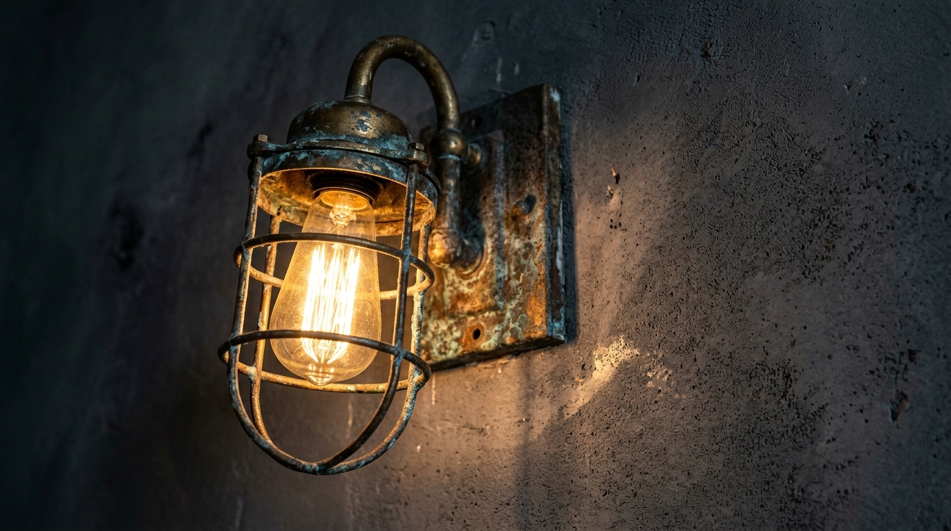 Unlacquered brass sconces patina detail on a textured Roman Clay wall in a luxury residential corridor.