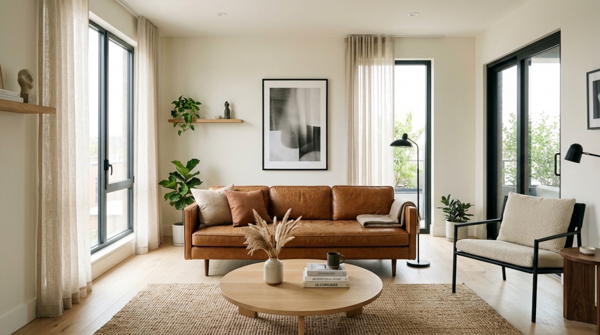 modern taking care of leather furniture ideas featuring a cognac leather sofa positioned away from direct sunlight in a minimalist living room with white oak floors modern taking care of leather furniture ideas featuring a cognac leather sofa positioned away from direct sunlight in a minimalist living room with white oak floors