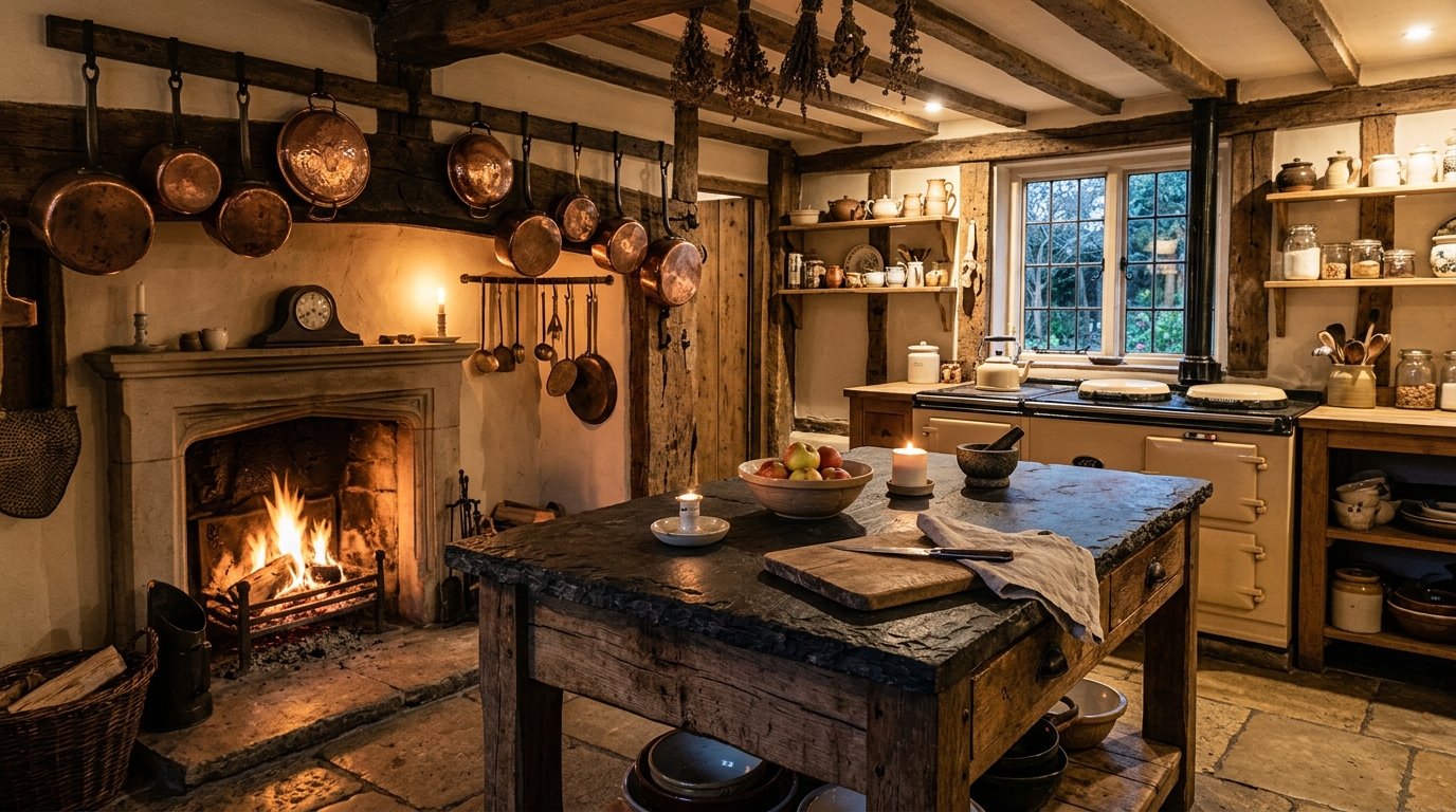Small kitchen island ideas for a rustic cottage, featuring a reclaimed pine base and a thick slate work surface with aged copper accents. Small kitchen island ideas for a rustic cottage, featuring a reclaimed pine base and a thick slate work surface with aged copper accents.