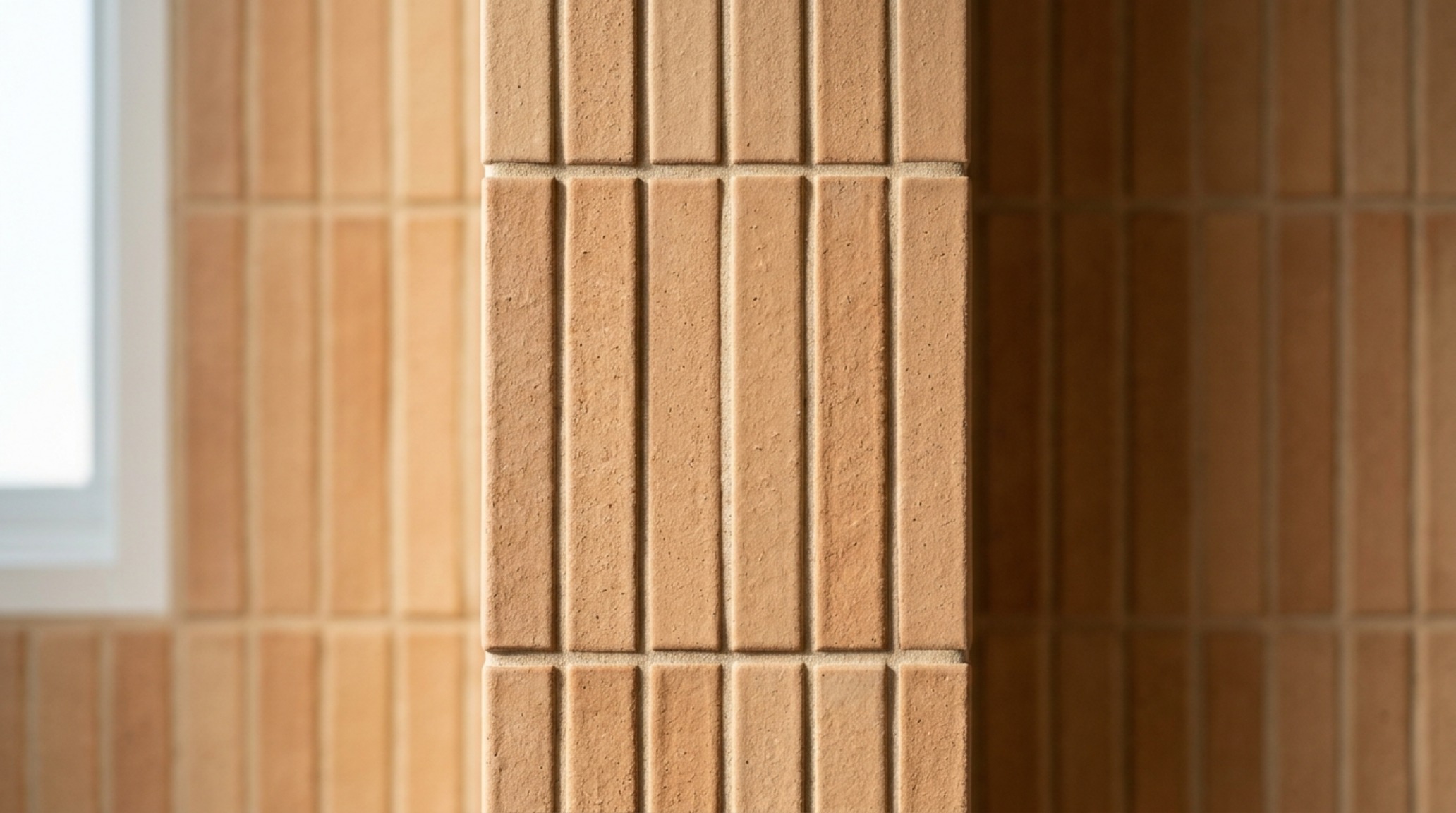 minimalist bathroom tile patterns using vertically stacked finger tiles in a muted sage green with thin, color-matched grout lines minimalist bathroom tile patterns using vertically stacked finger tiles in a muted sage green with thin, color-matched grout lines