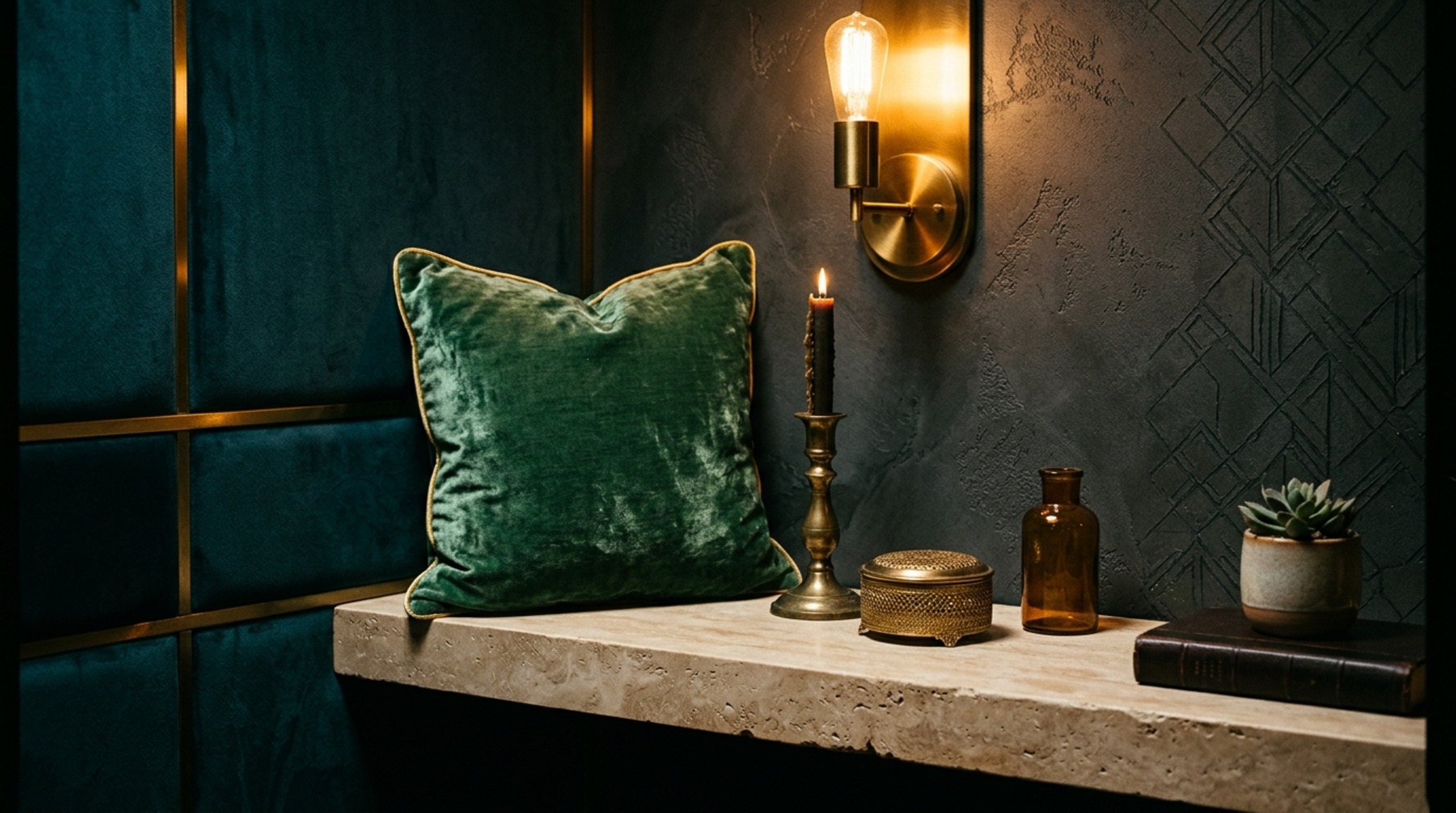 jewel box interior design featuring deep charcoal walls, aged brass hardware, and a high-contrast silk rug for tactile grounding. jewel box interior design featuring deep charcoal walls, aged brass hardware, and a high-contrast silk rug for tactile grounding.