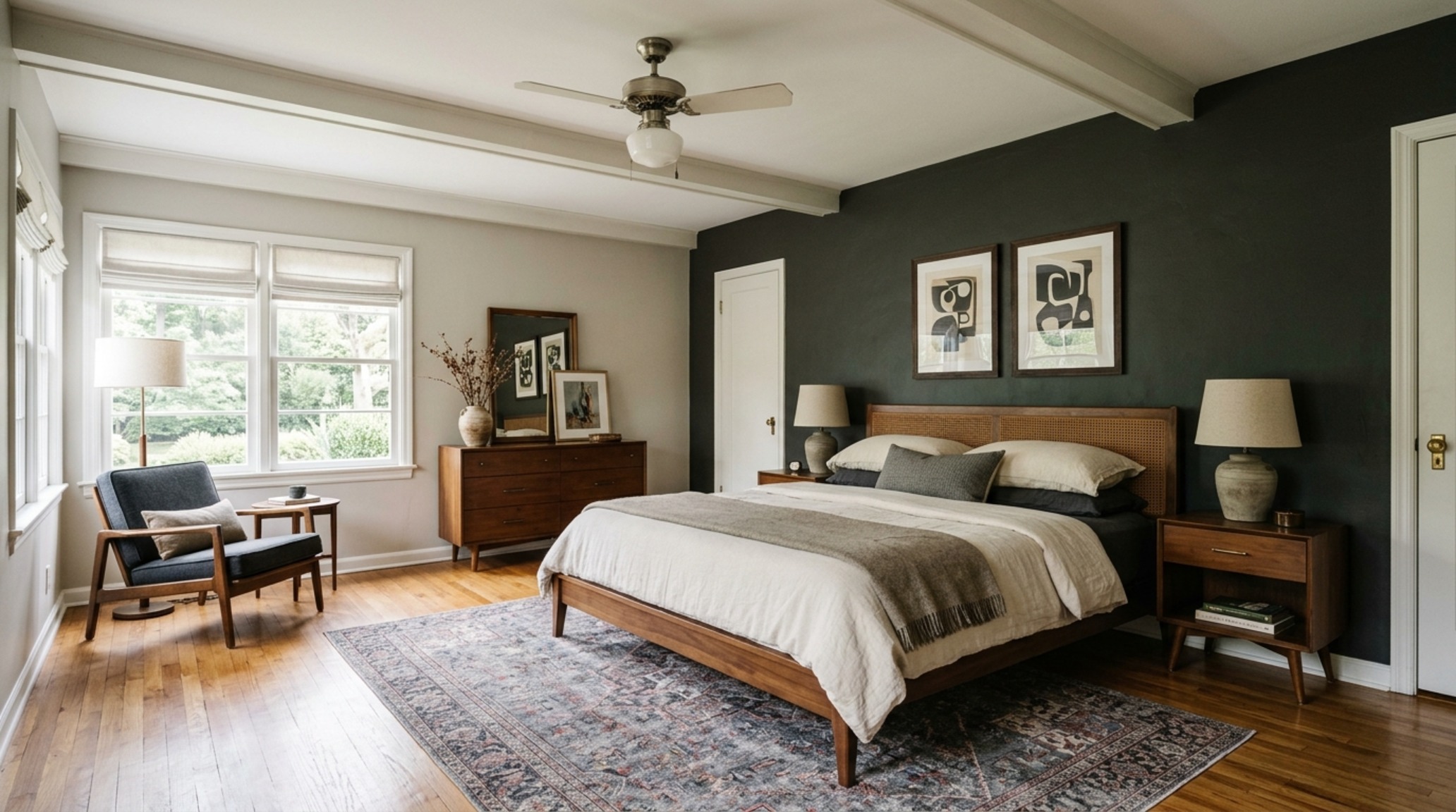 Transitional bedroom paint schemes showing a versatile grey-blue palette that adapts from early adolescence to college-age living. Transitional bedroom paint schemes showing a versatile grey-blue palette that adapts from early adolescence to college-age living.