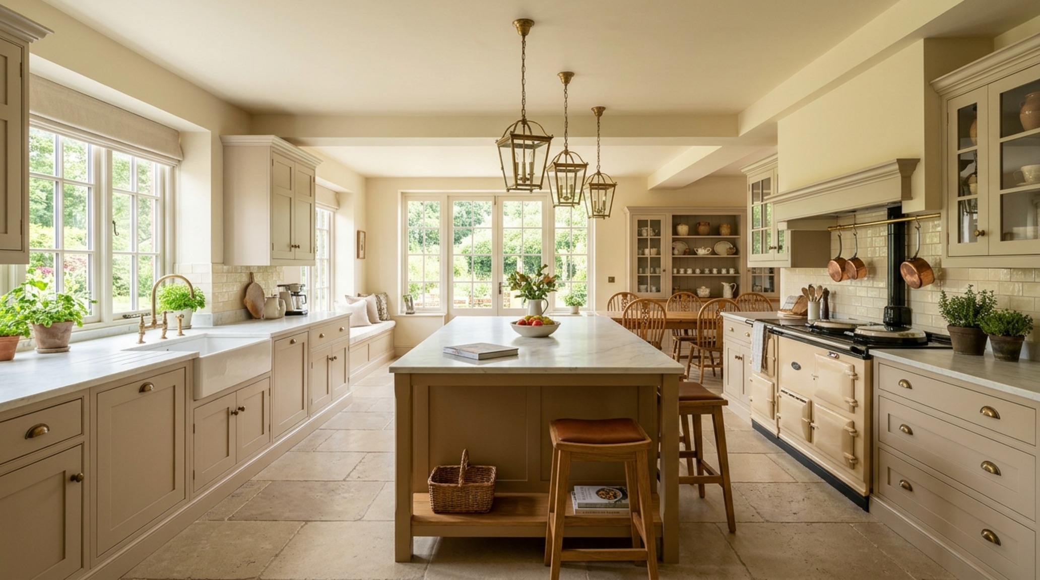Warm neutral paint colors for traditional kitchens shown on inset cabinetry with soft 2700K lighting and antique brass accents. Warm neutral paint colors for traditional kitchens shown on inset cabinetry with soft 2700K lighting and antique brass accents.