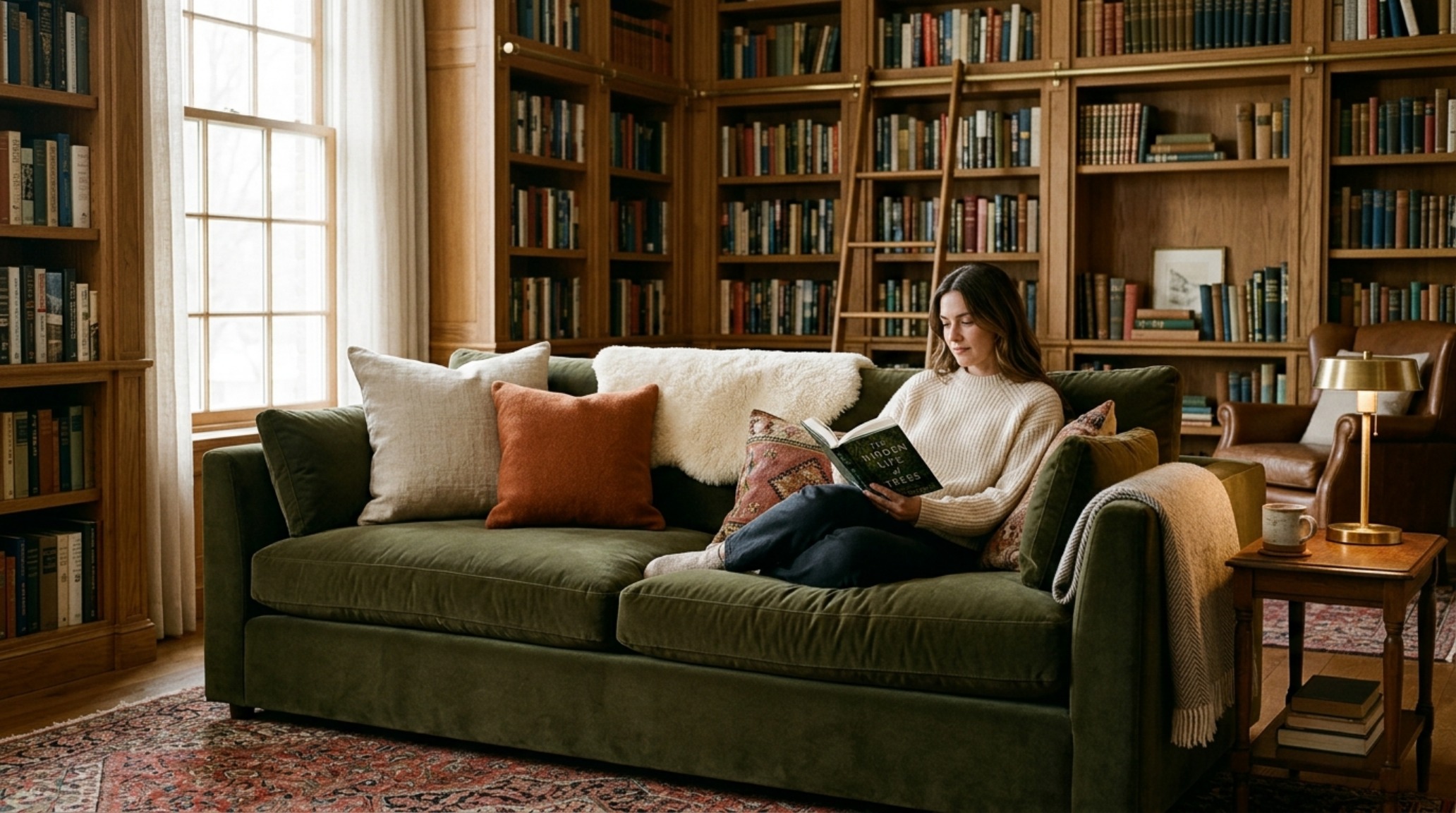 Detailed annotation of an ergonomic sofa seat depth guide showing a 24-inch deep lounge profile for maximum residential comfort.