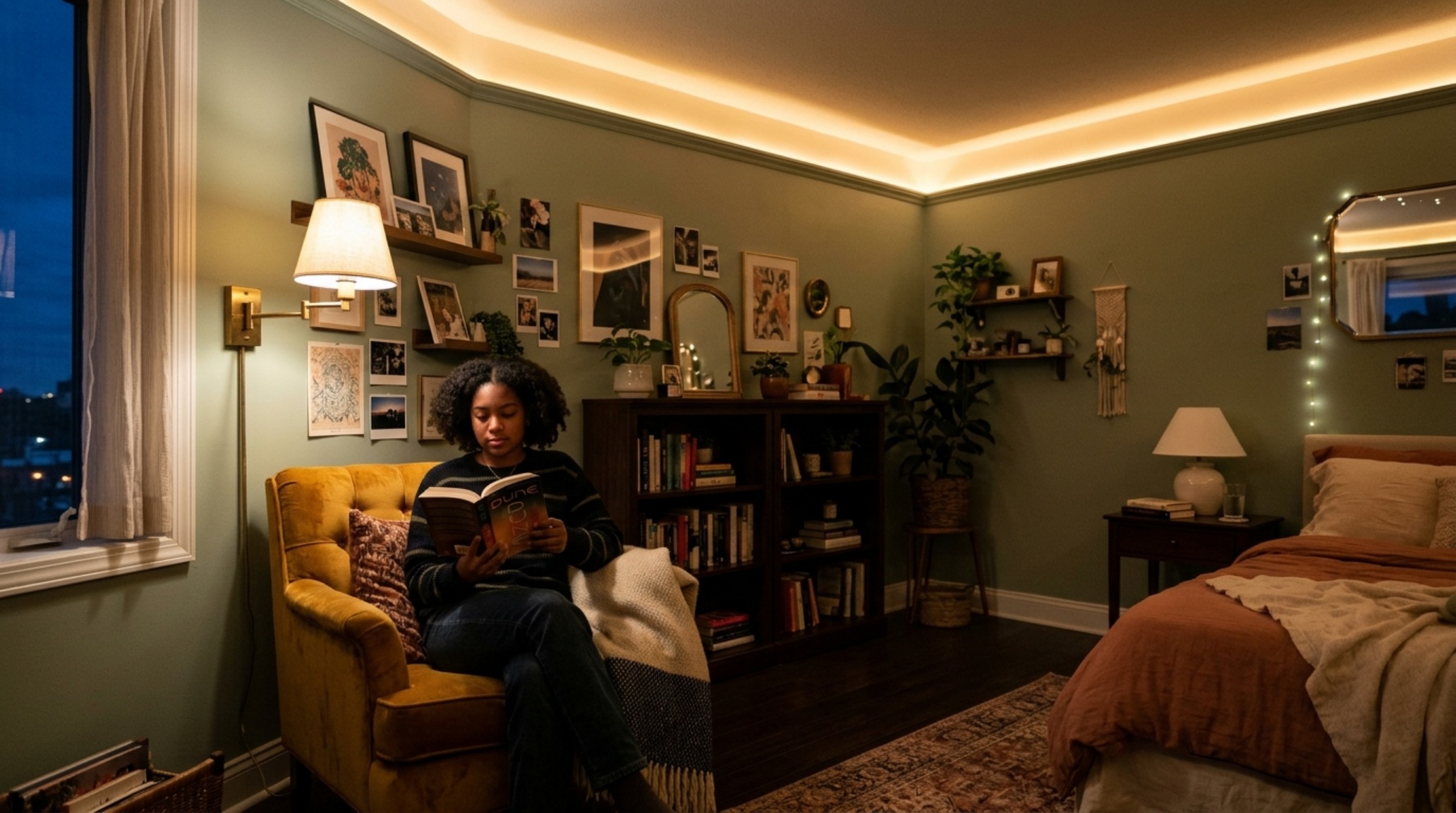 aesthetic bedroom for teens showcasing a sophisticated lighting layout with 2700K ambient warmth and architectural task lighting. aesthetic bedroom for teens showcasing a sophisticated lighting layout with 2700K ambient warmth and architectural task lighting.