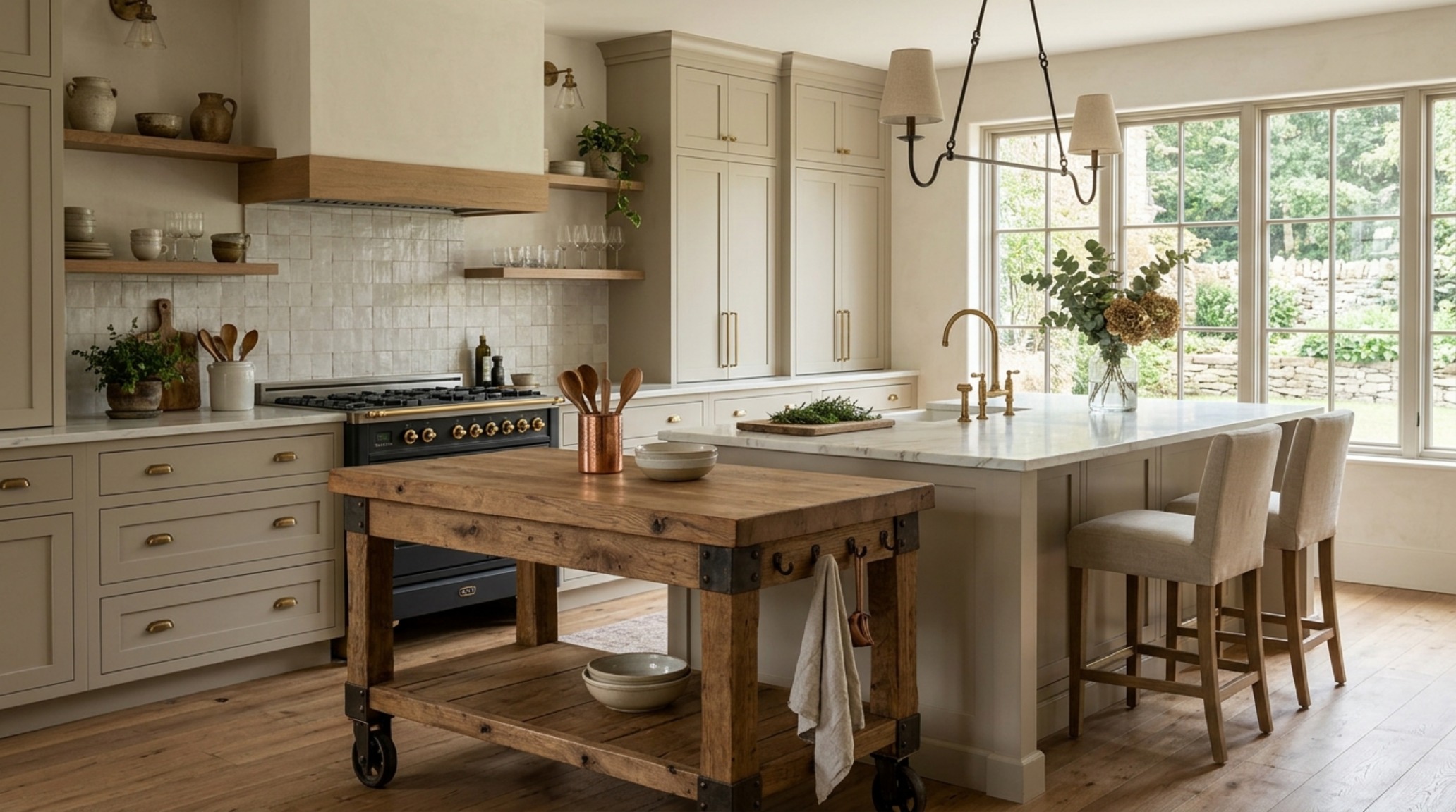 farmhouse kitchen design trends 2025 highlighting a dual-island layout with a dedicated French pâtisserie-inspired baking station and professional-grade range farmhouse kitchen design trends 2025 highlighting a dual-island layout with a dedicated French pâtisserie-inspired baking station and professional-grade range