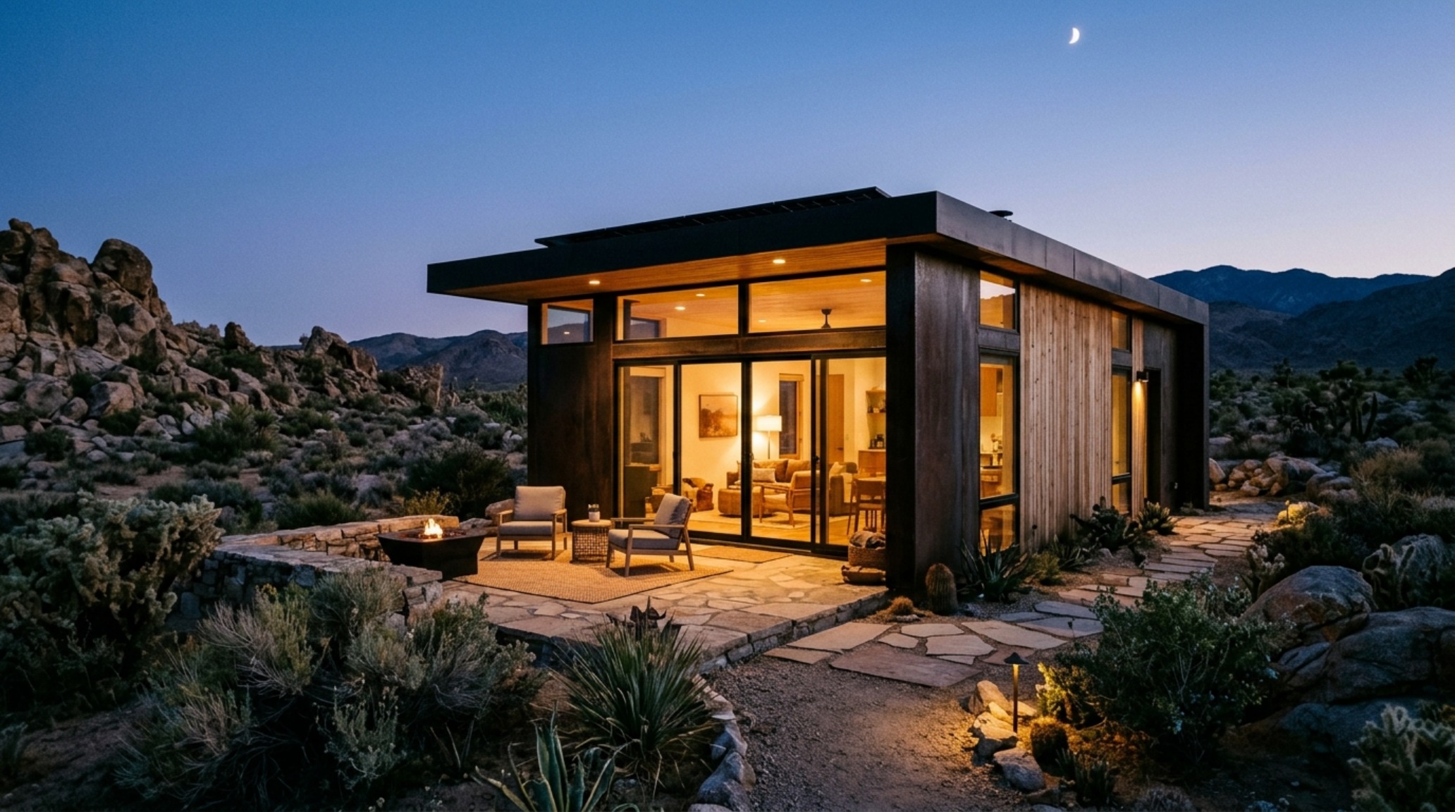 off-grid luxury living in a remote high-desert location with cantilevered rooflines for passive solar shading and a natural plunge pool. off-grid luxury living in a remote high-desert location with cantilevered rooflines for passive solar shading and a natural plunge pool.