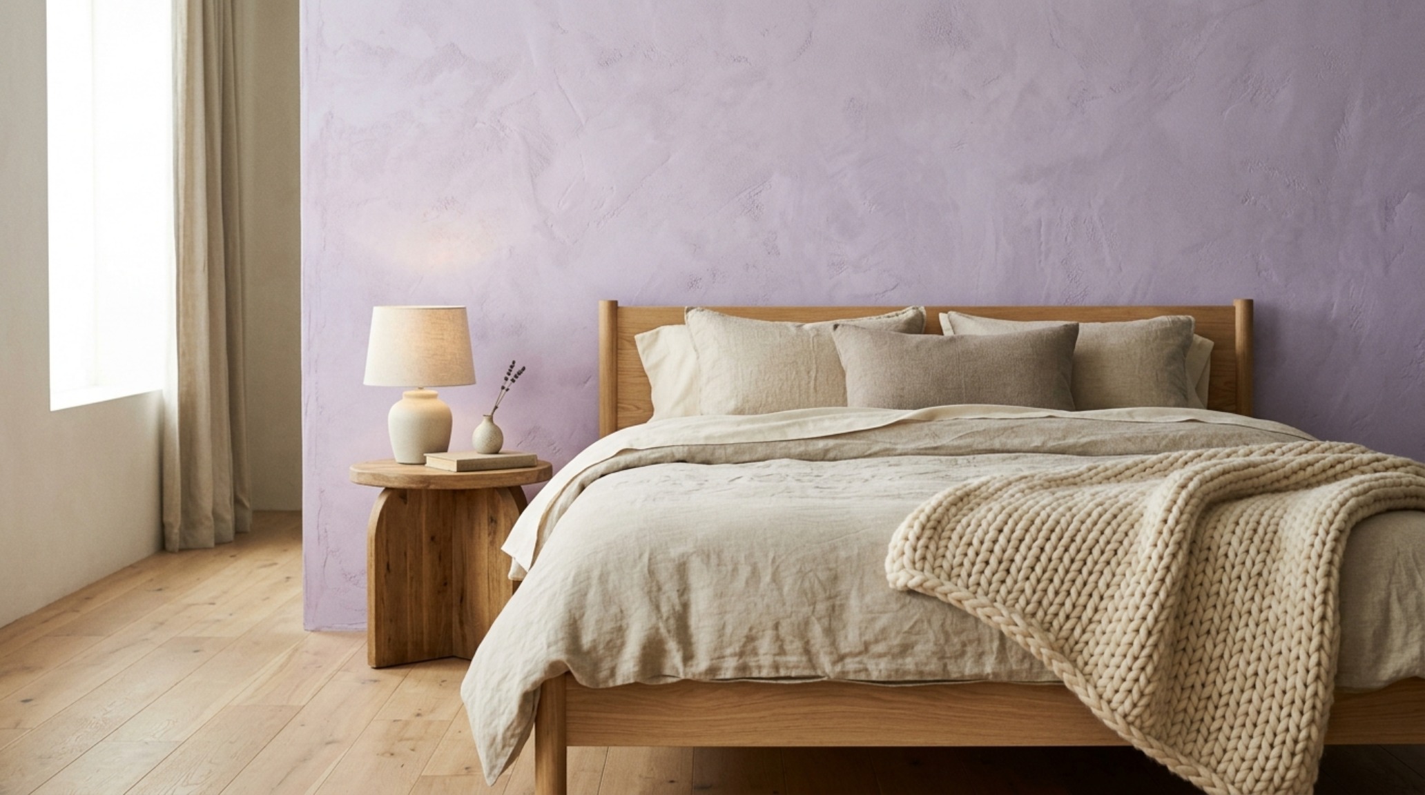 pastel bedroom decor trends incorporating a dusty lavender lime-wash finish that adds tactile movement and a sense of architectural history to a modern space pastel bedroom decor trends incorporating a dusty lavender lime-wash finish that adds tactile movement and a sense of architectural history to a modern space