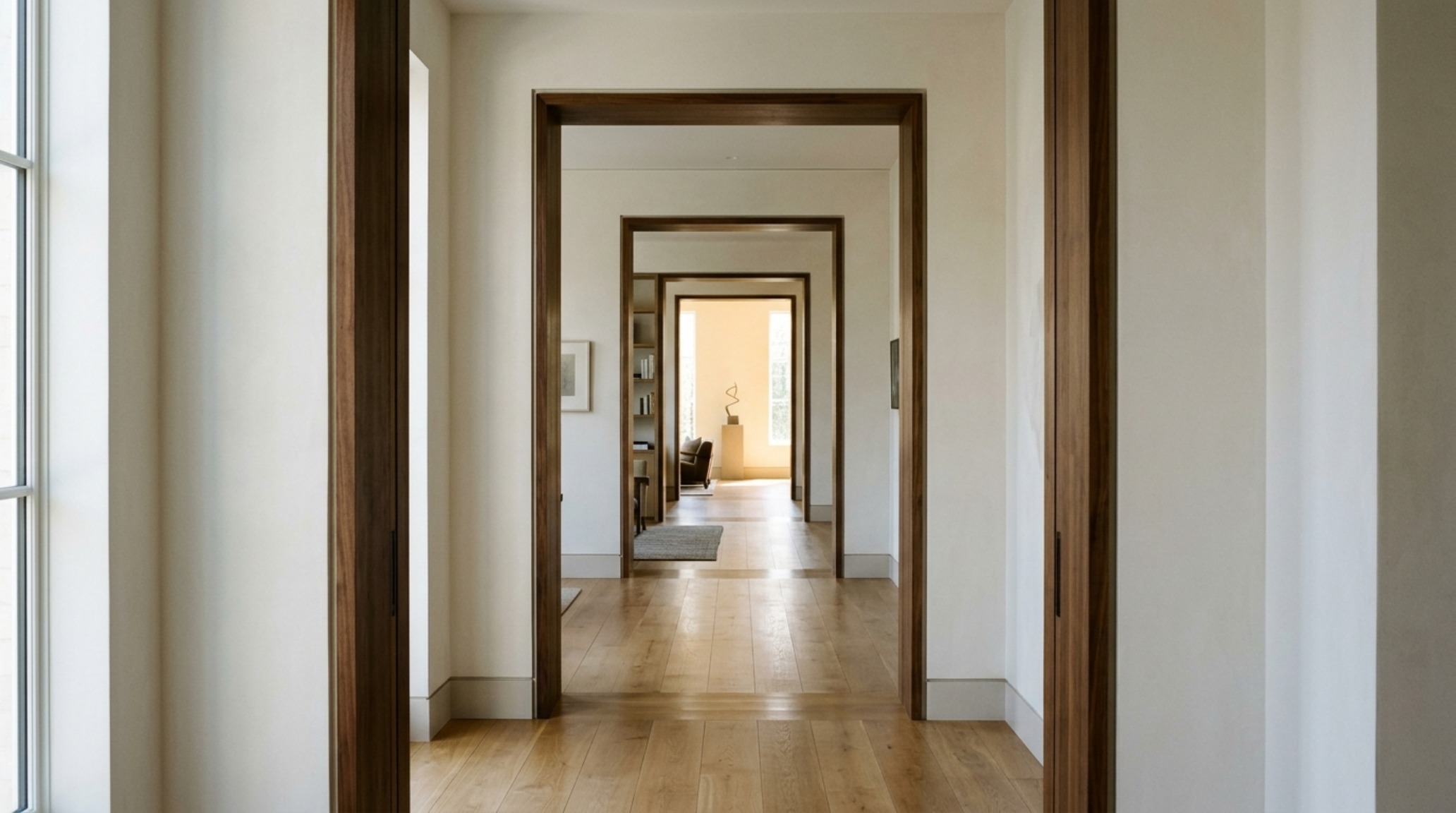 modern house layout ideas showcasing an enfilade vista through three rooms with high-contrast shadows modern house layout ideas showcasing an enfilade vista through three rooms with high-contrast shadows