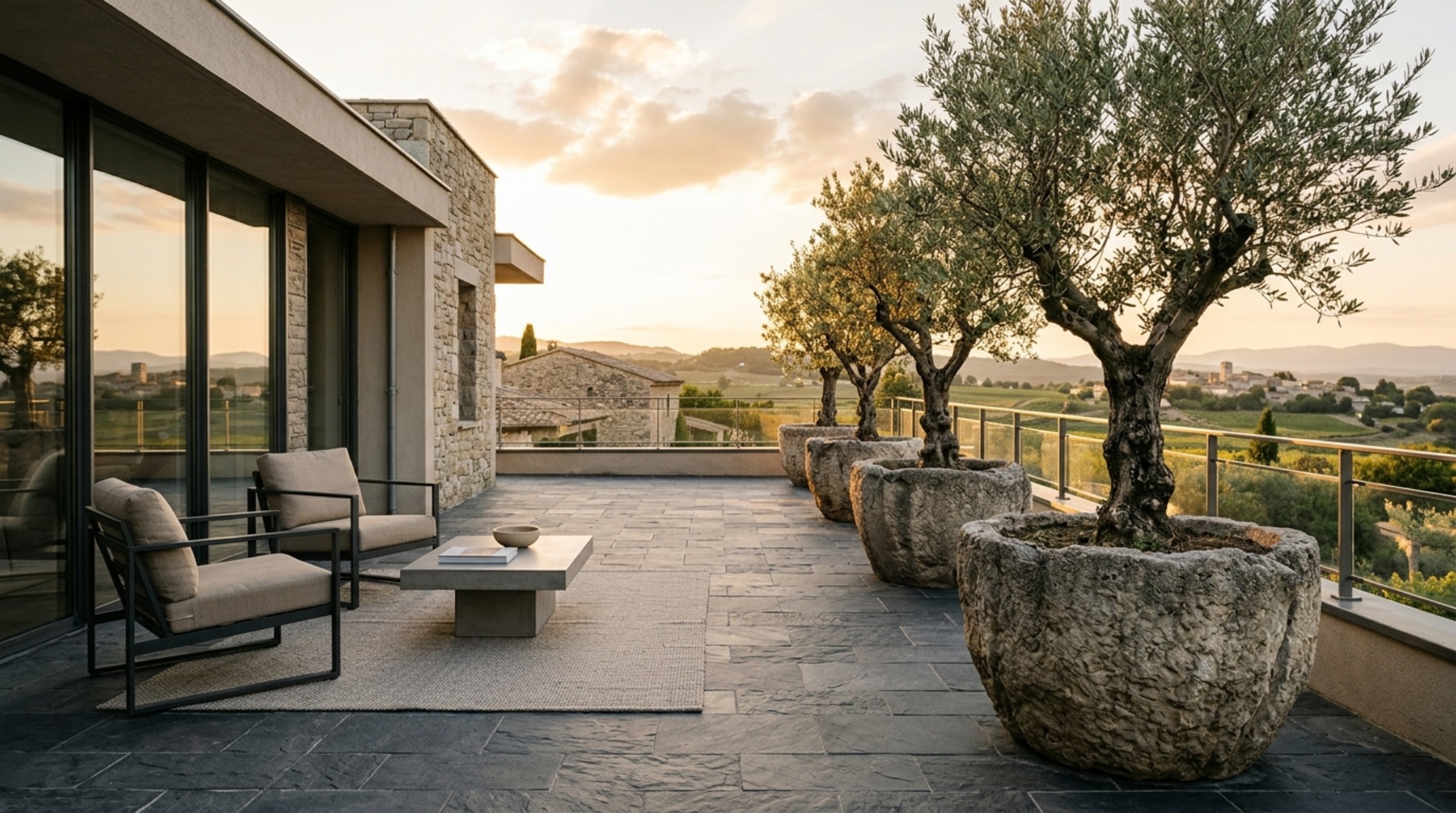 drag and drop furniture planner concept for a modern outdoor terrace with slate pavers and sculptural limestone planters drag and drop furniture planner concept for a modern outdoor terrace with slate pavers and sculptural limestone planters