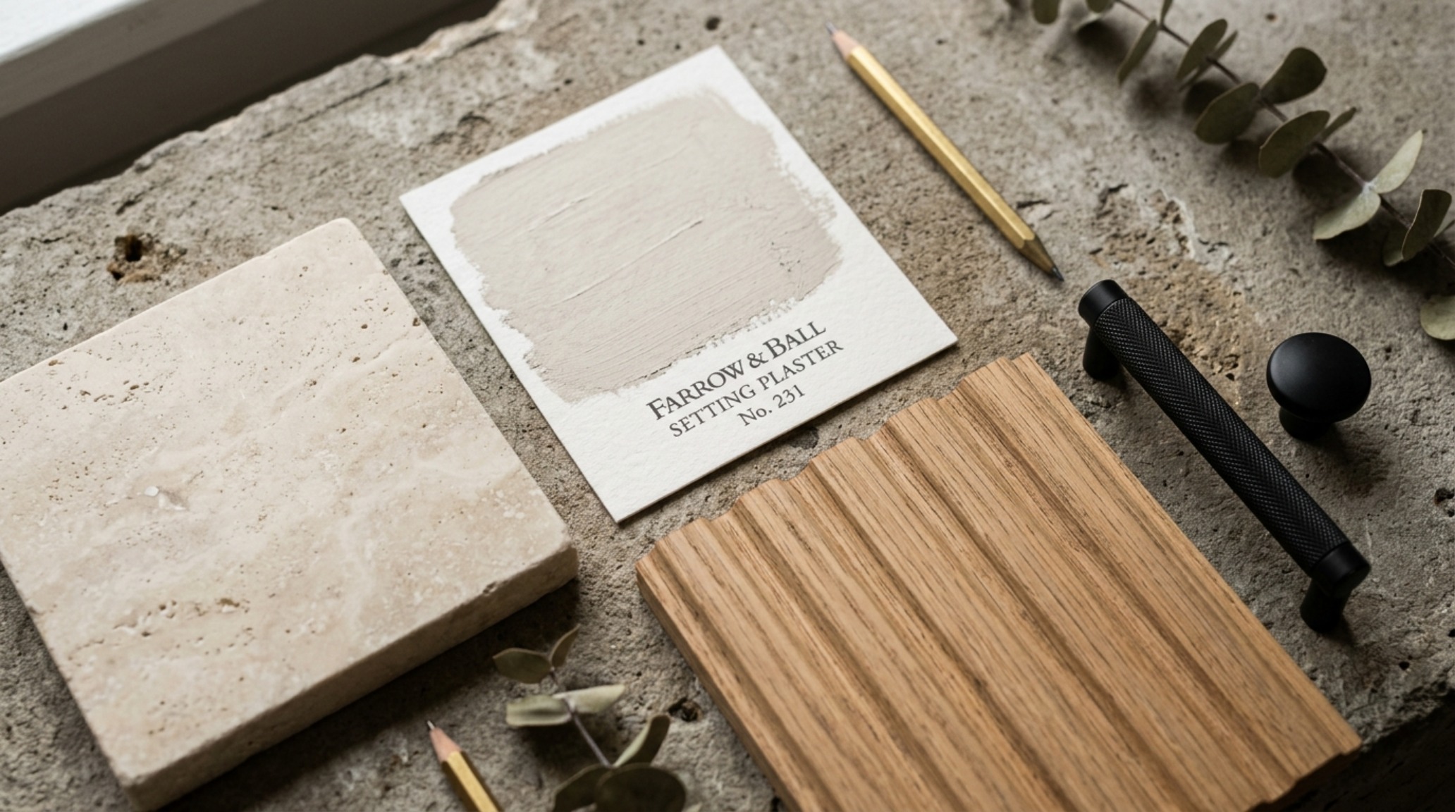 virtual room visualizer online showing a mood board of tactile materials including fluted oak and slate charcoal paint swatches. virtual room visualizer online showing a mood board of tactile materials including fluted oak and slate charcoal paint swatches.