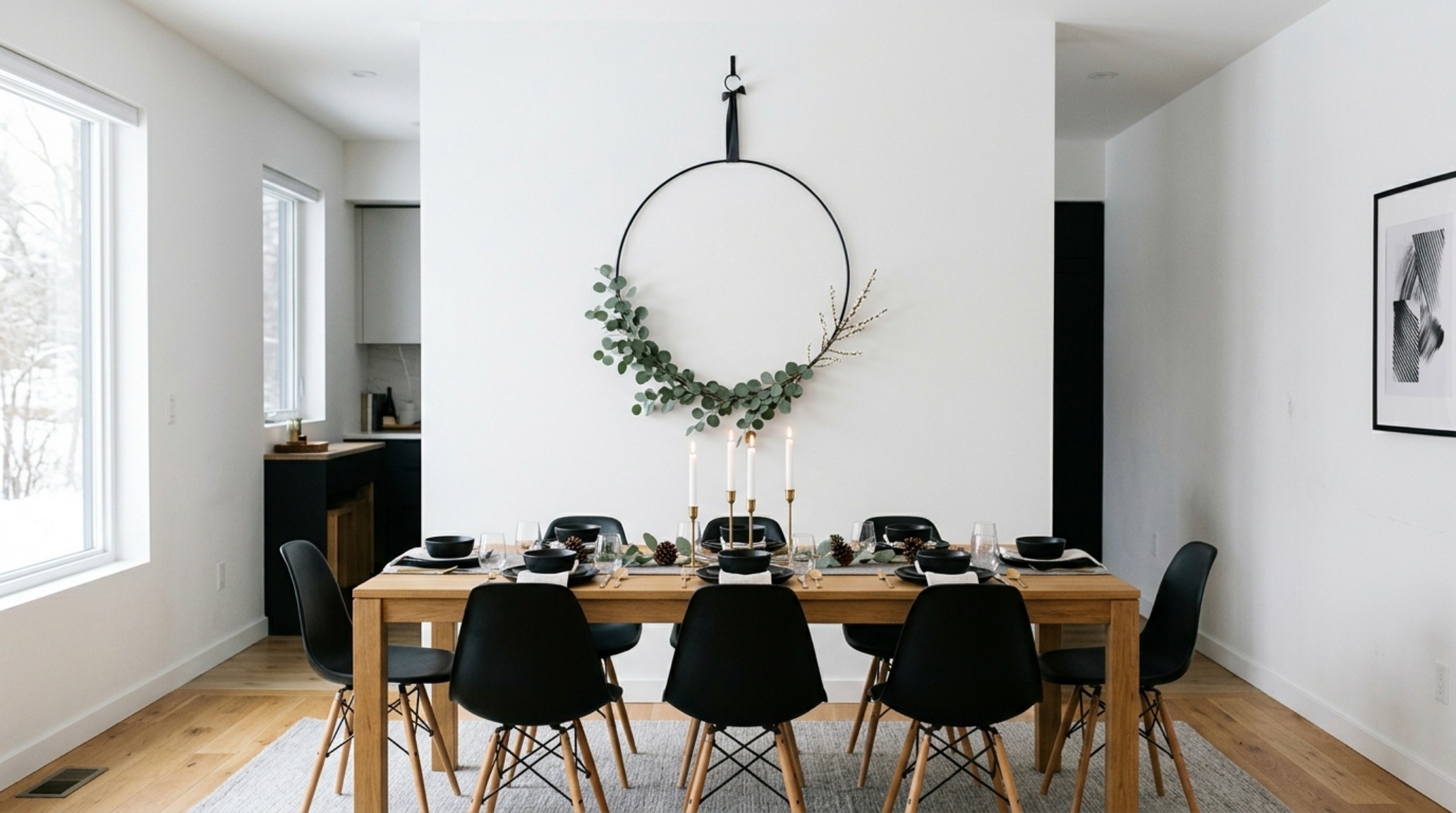 architectural christmas decor highlighting structural glass cloches and monochrome ornaments in a minimalist interior architectural christmas decor highlighting structural glass cloches and monochrome ornaments in a minimalist interior