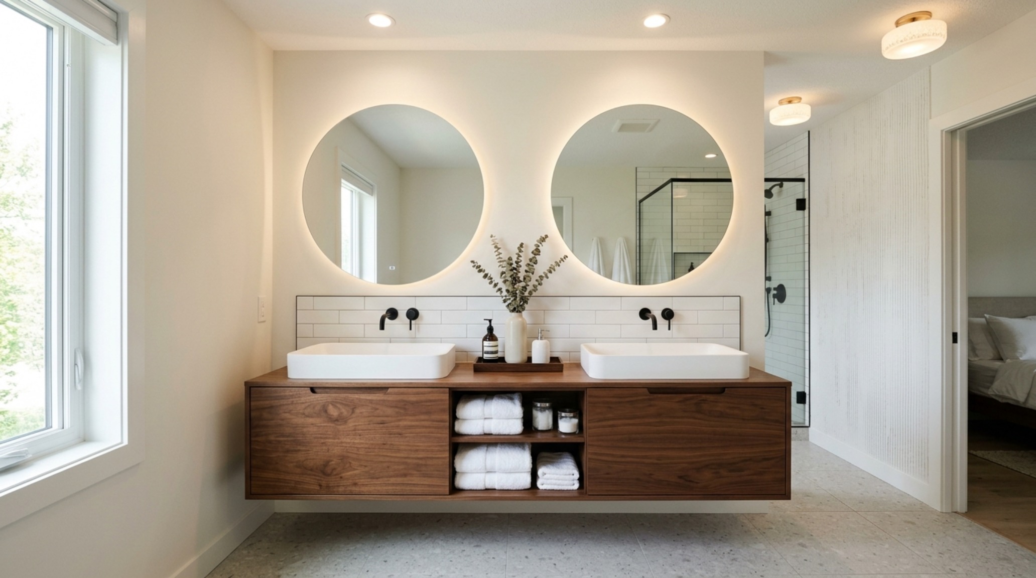 small double vanity options with integrated dual basins and a continuous mirror to enhance spatial perception. small double vanity options with integrated dual basins and a continuous mirror to enhance spatial perception.
