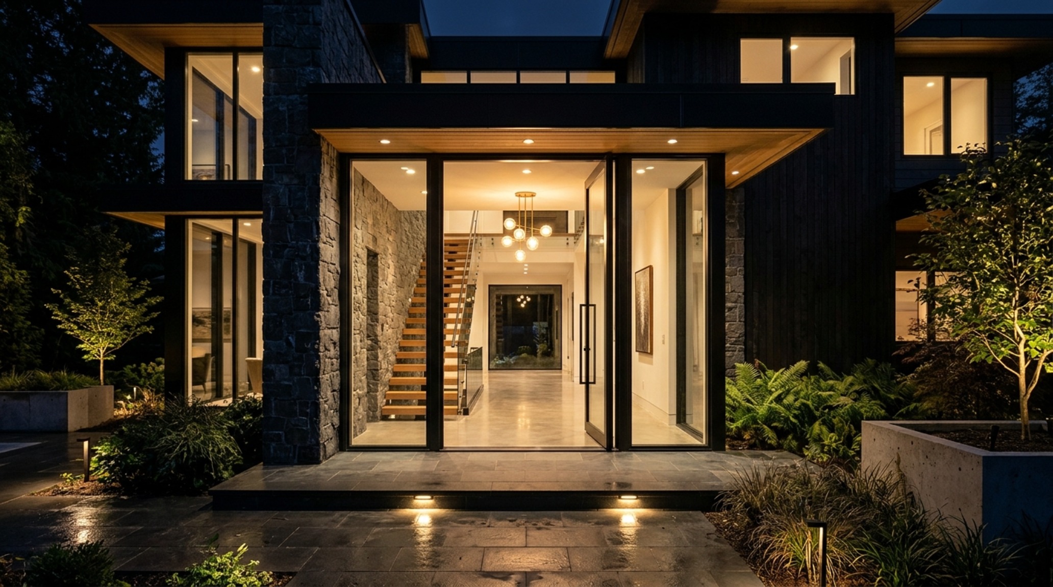 double front door design inspiration in a transitional home with large glass panes and slim black steel frames double front door design inspiration in a transitional home with large glass panes and slim black steel frames