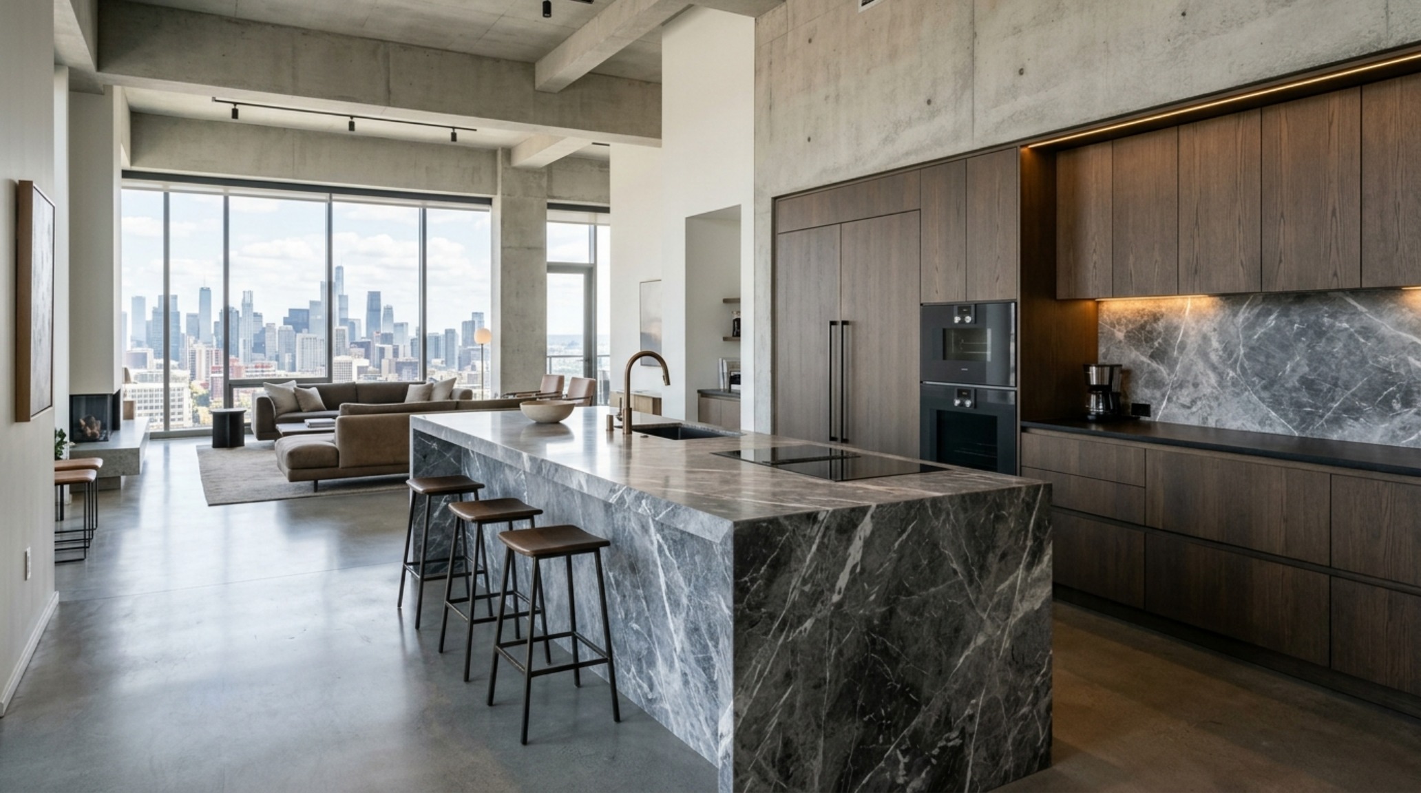 minimalist kitchen layout ideas with a single-wall configuration and a massive stone island for optimal spatial cadence. minimalist kitchen layout ideas with a single-wall configuration and a massive stone island for optimal spatial cadence.