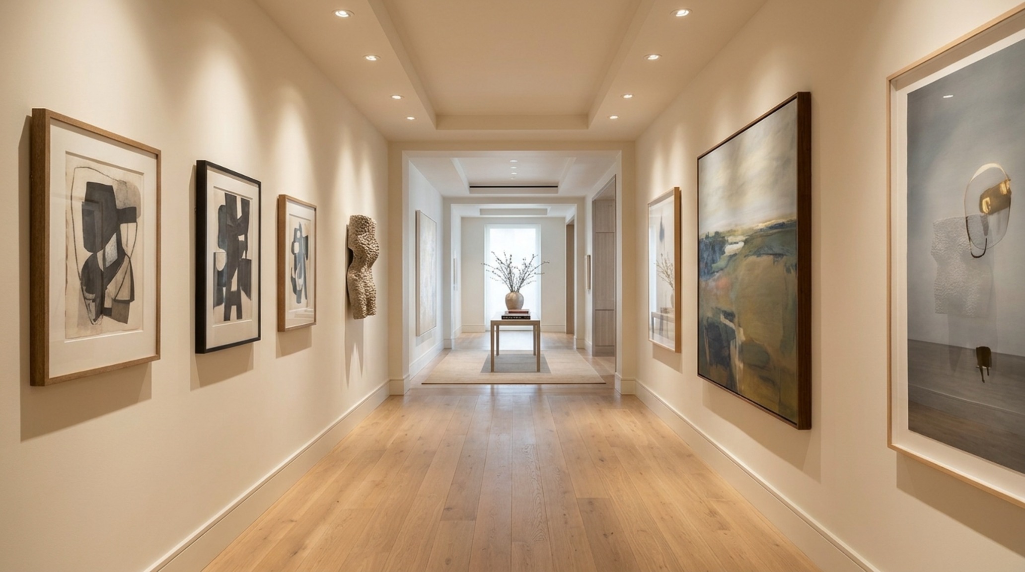 premium interior design principles shown in a gallery hallway with 36-inch clearances, rift-sawn oak flooring, and recessed 2700K linear lighting. premium interior design principles shown in a gallery hallway with 36-inch clearances, rift-sawn oak flooring, and recessed 2700K linear lighting.