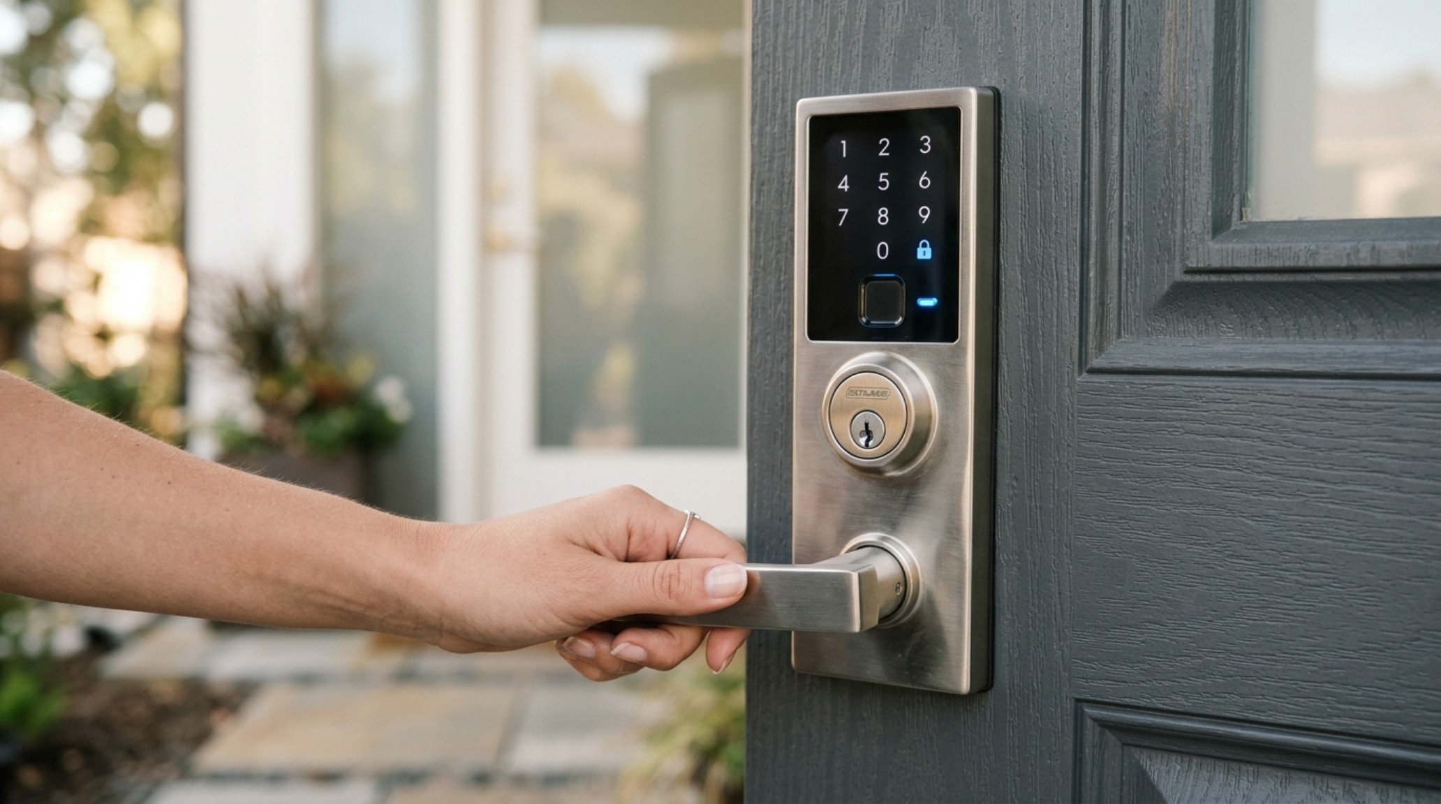 modern architectural front door hardware integrated into a smart-home enabled matte black entry system with concealed hinges modern architectural front door hardware integrated into a smart-home enabled matte black entry system with concealed hinges