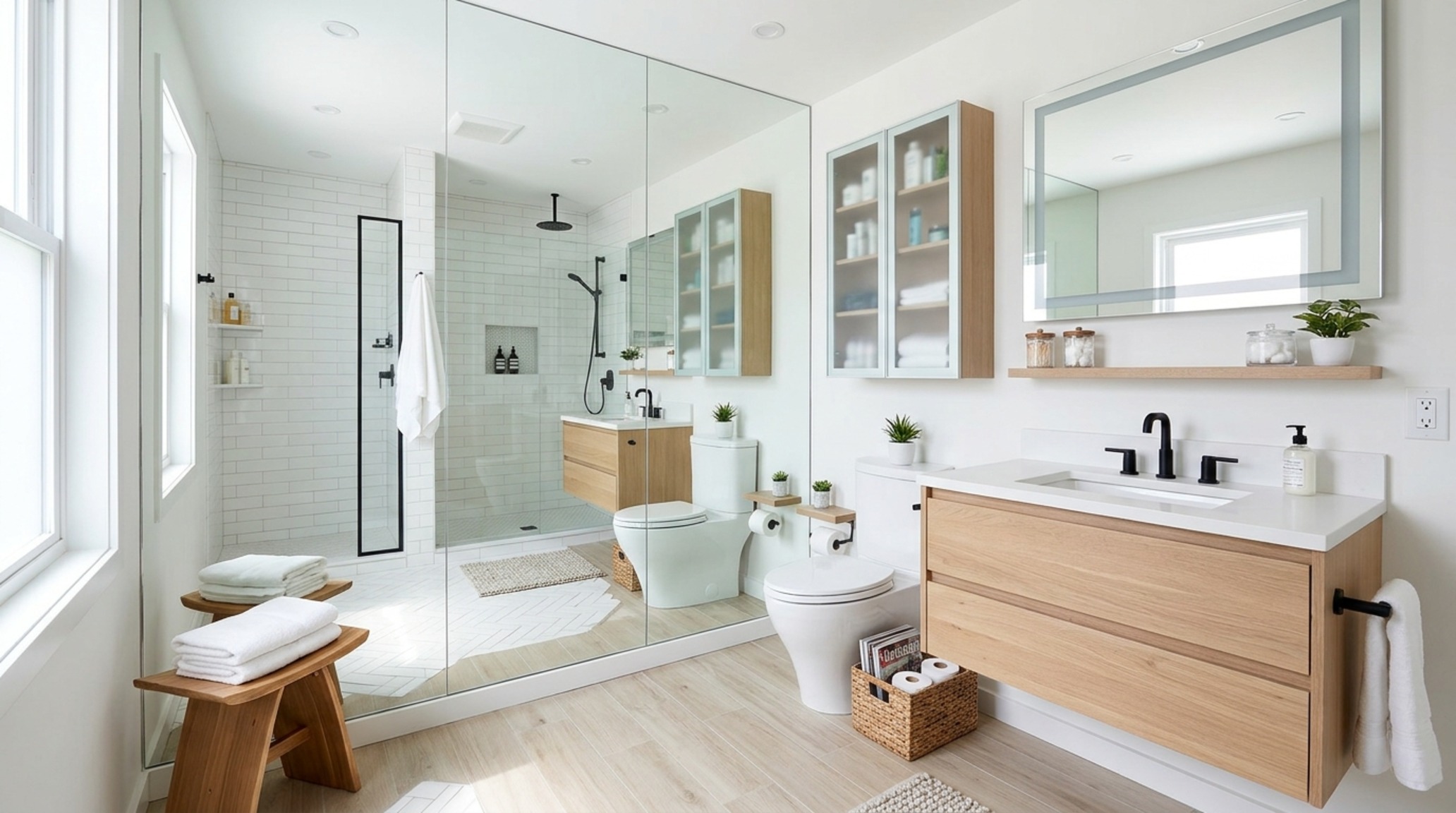modern small bathroom storage hacks with recessed medicine cabinets and a floating vanity that keeps the floor plane clear modern small bathroom storage hacks with recessed medicine cabinets and a floating vanity that keeps the floor plane clear