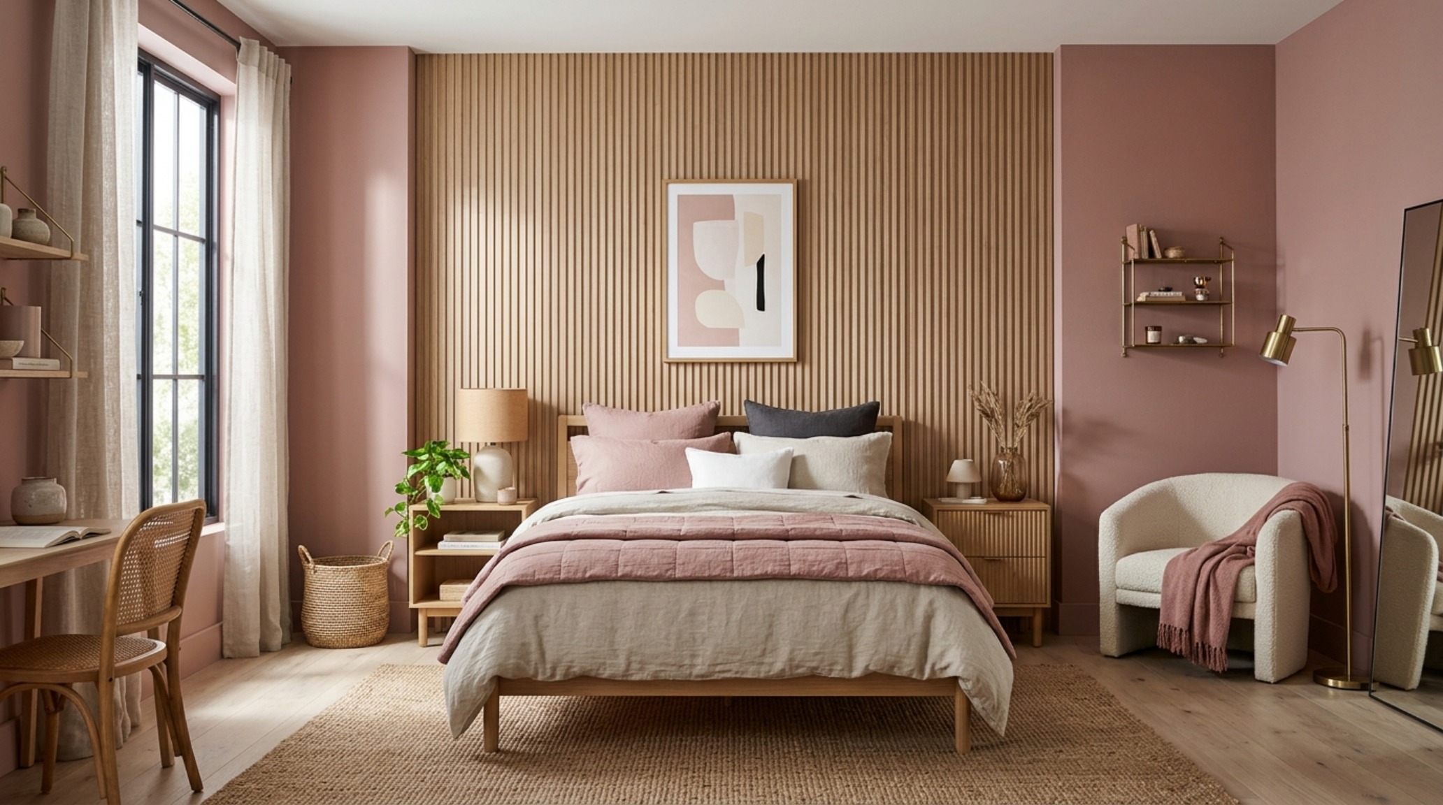 modern girls bedroom themes showcasing a palette of Farrow and Ball Setting Plaster with natural linen textiles modern girls bedroom themes showcasing a palette of Farrow and Ball Setting Plaster with natural linen textiles
