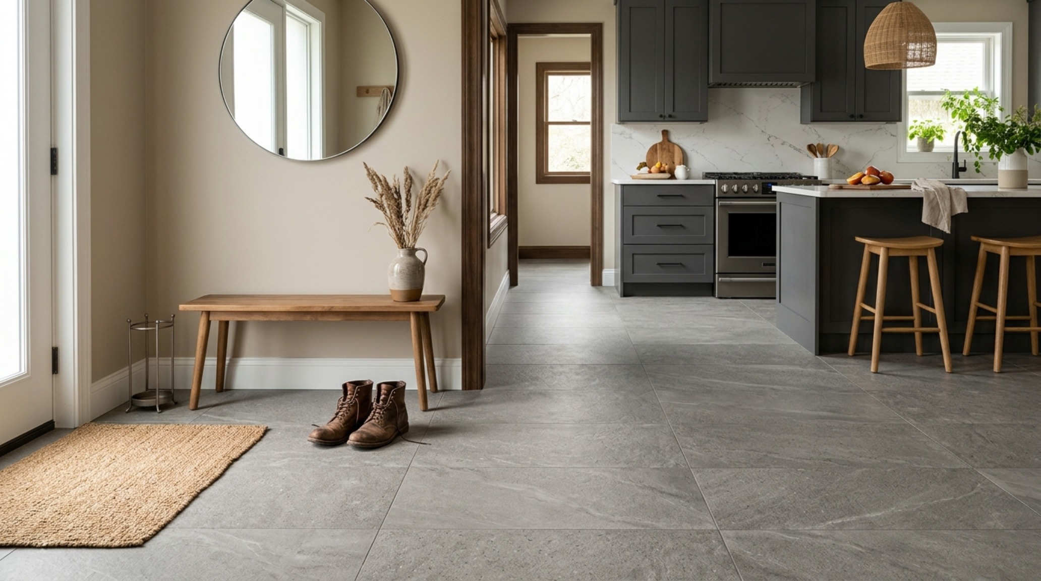 Best durable tile for high traffic in a mudroom-kitchen hybrid space using through-body porcelain to resist scratching from pets. Best durable tile for high traffic in a mudroom-kitchen hybrid space using through-body porcelain to resist scratching from pets.