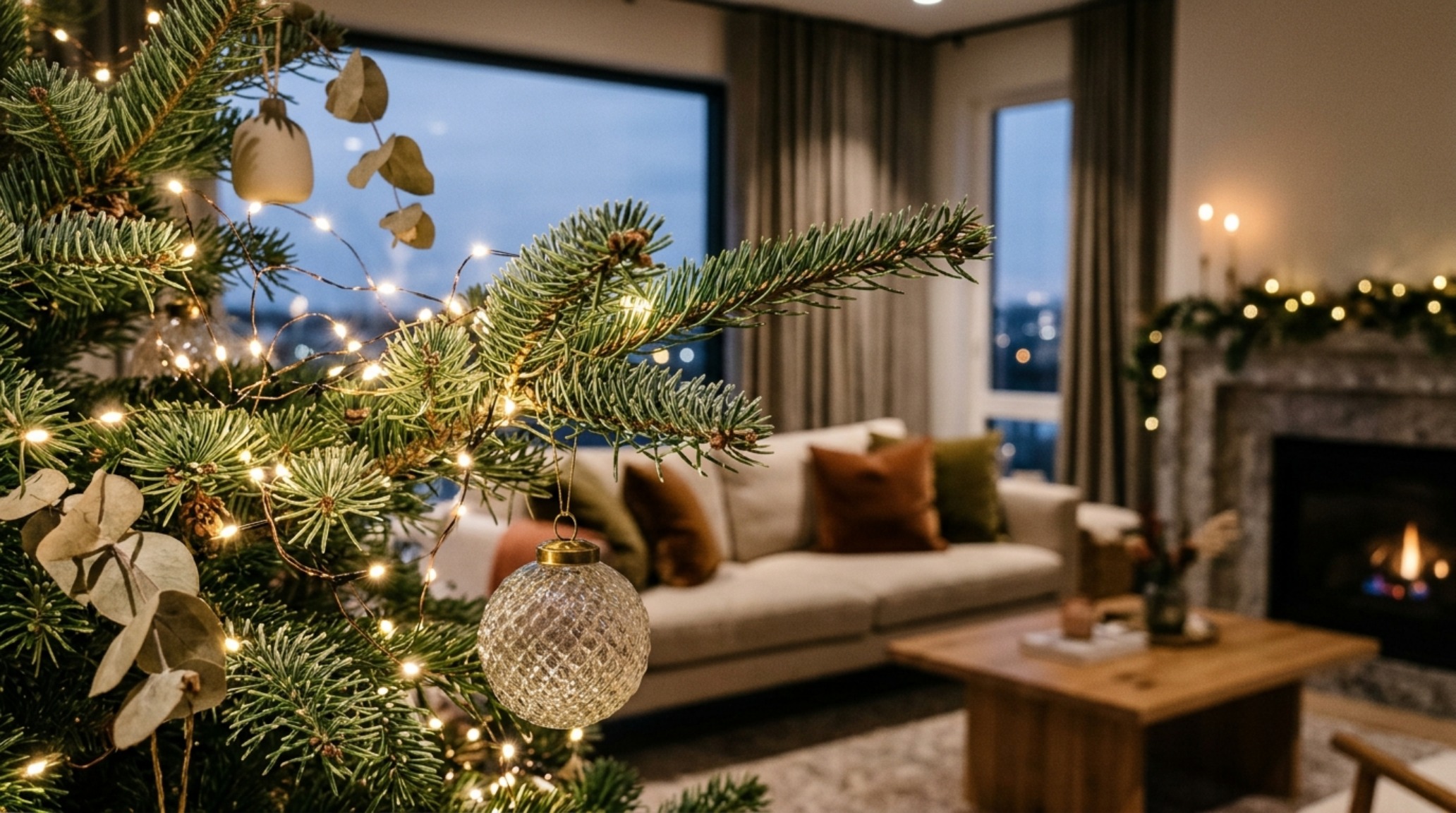 modern christmas decor trends 2024 including high CRI lighting that renders the natural green of a Frasier fir with precision modern christmas decor trends 2024 including high CRI lighting that renders the natural green of a Frasier fir with precision